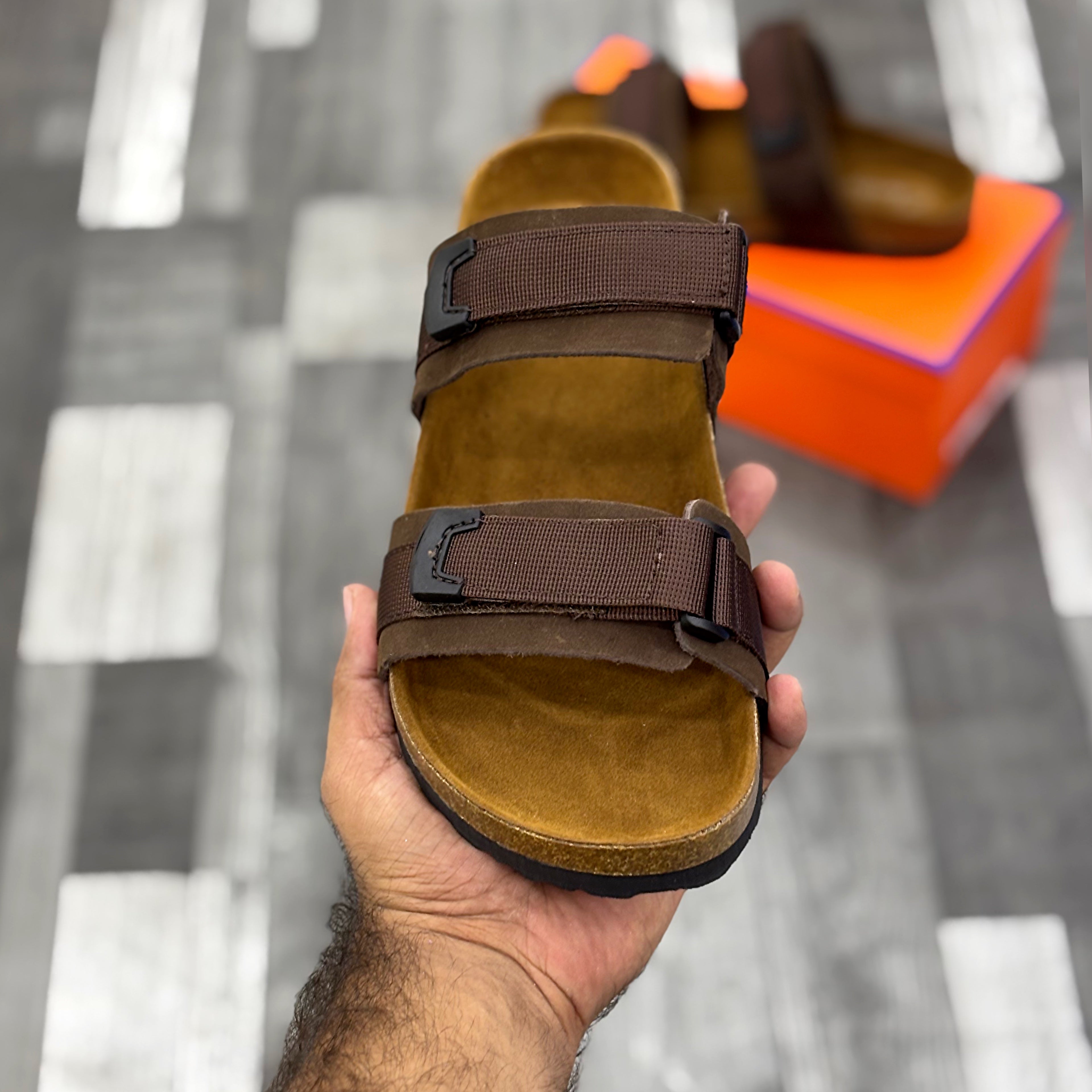 Cork Footbed Slides (Brown) Premium Imported