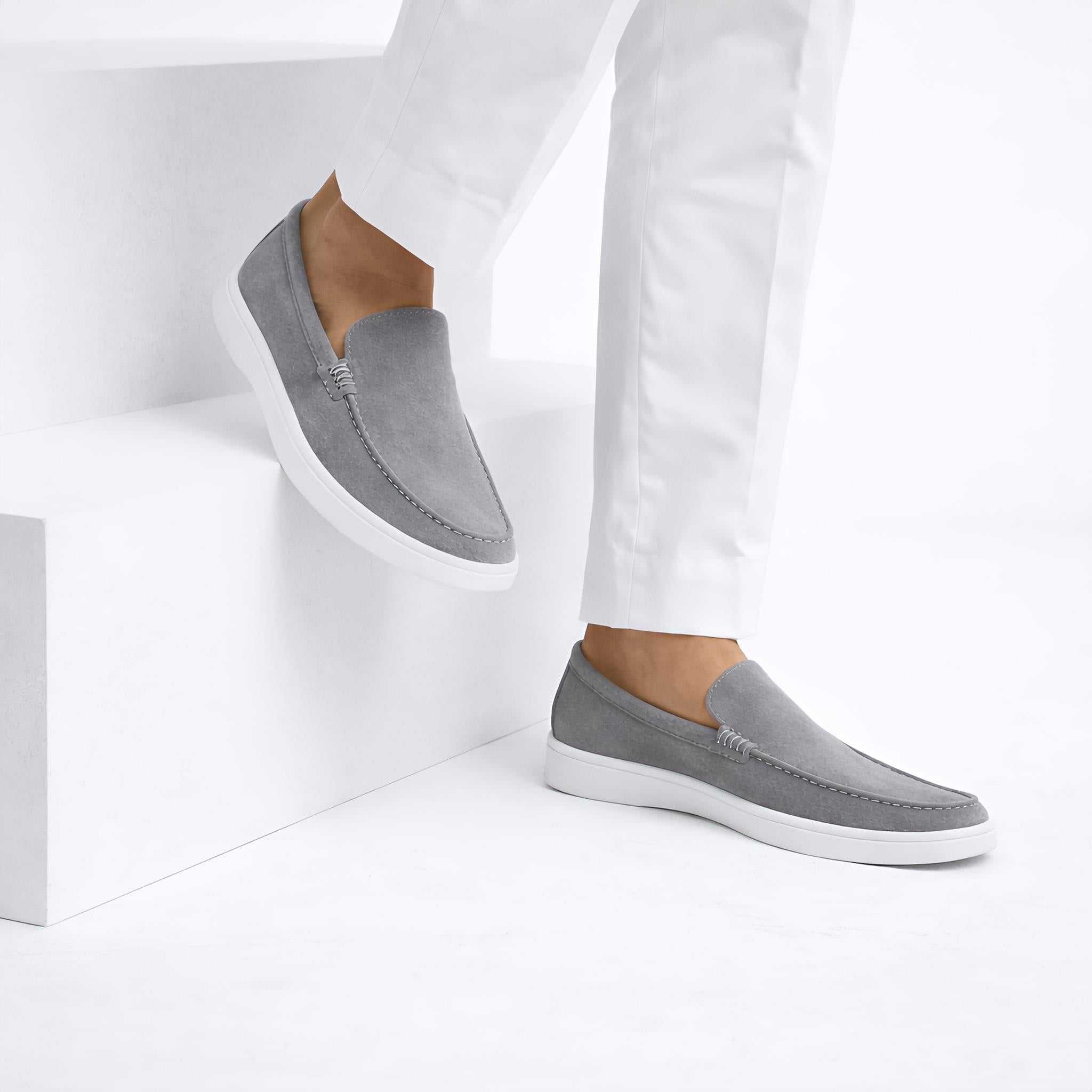 Monaco Suede Loafer ( Steel Grey ) - 100% Pure Suede Leather
