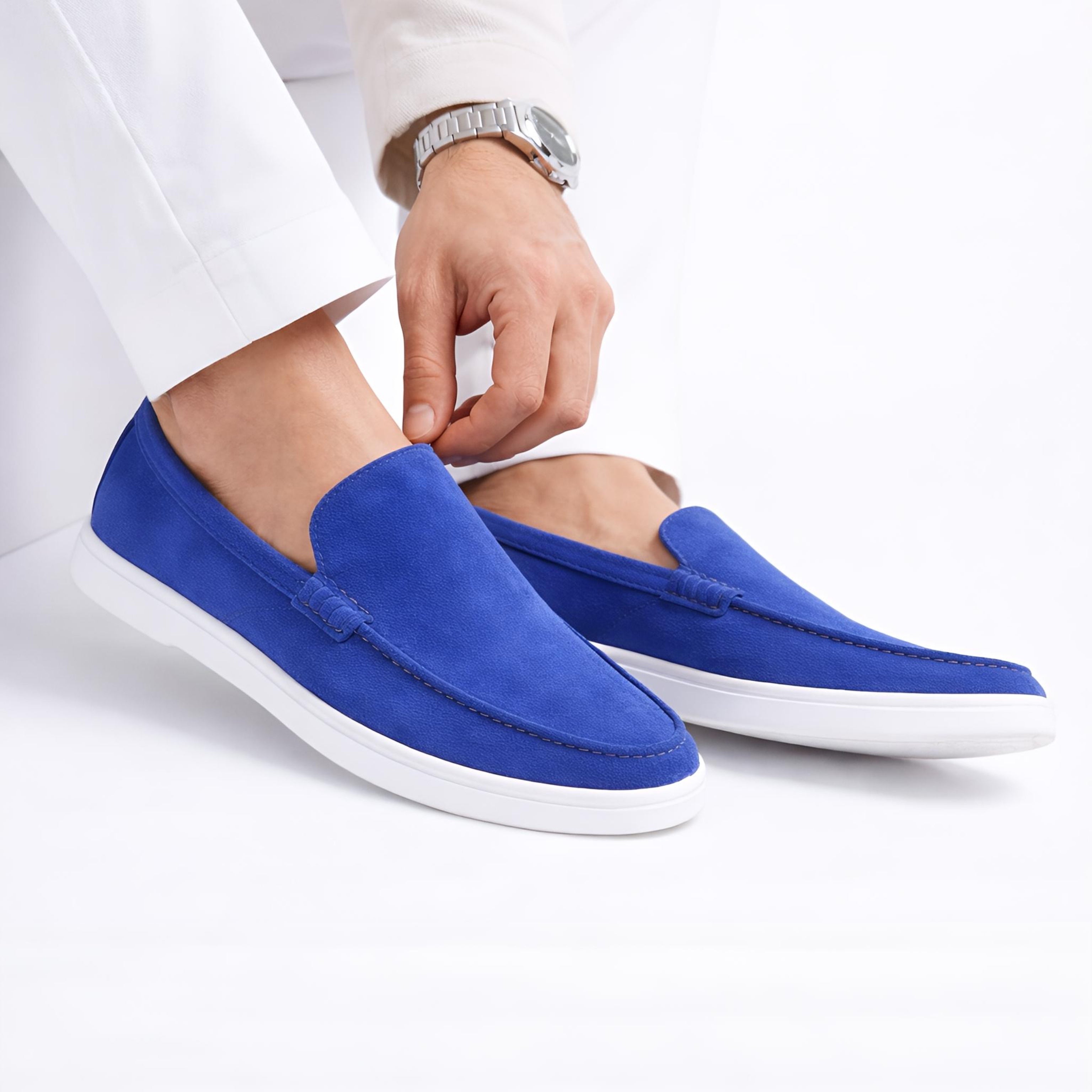 Suede Loafer Santorini Blue- 100% Pure Suede Leather