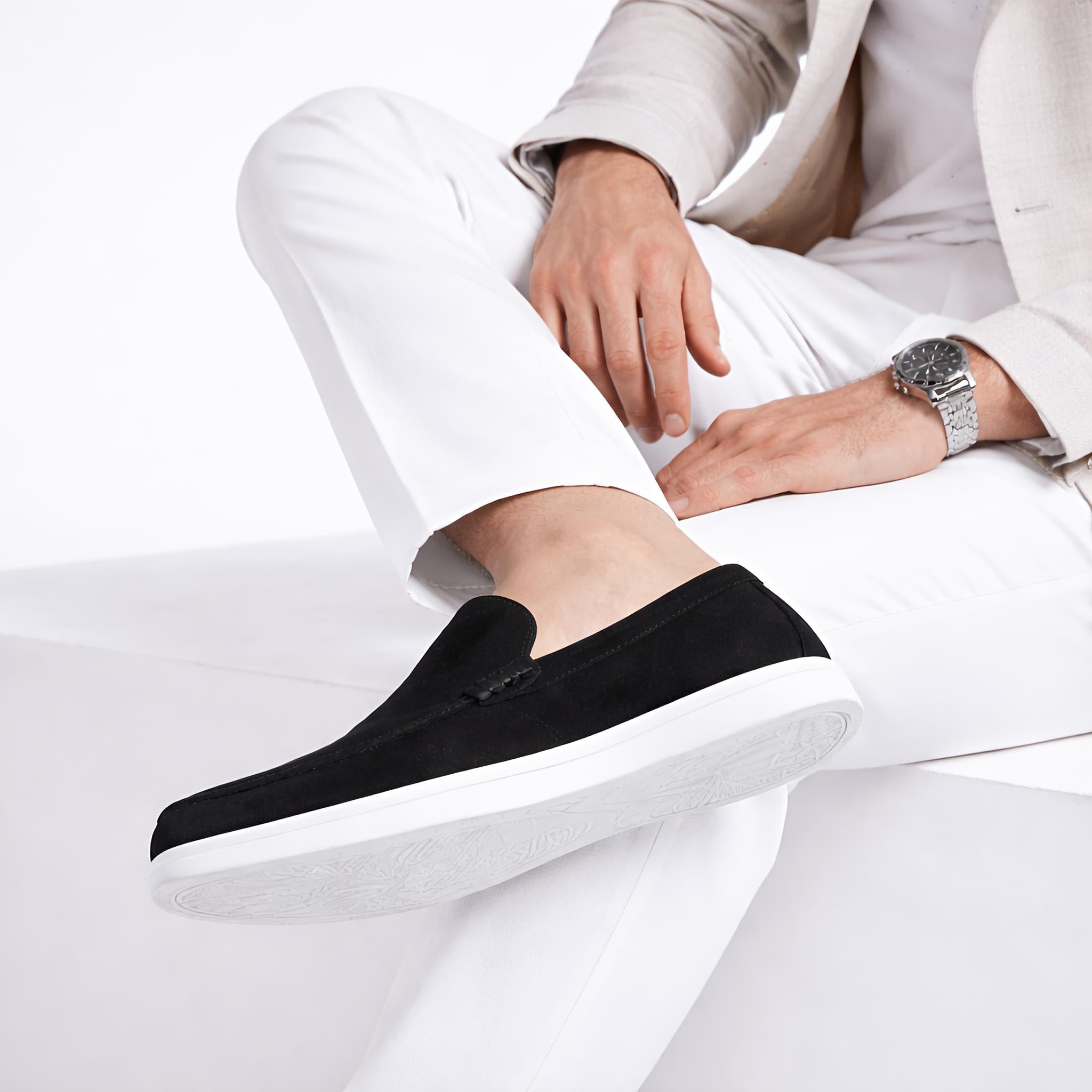 Suede Loafer Black- 100% Pure Suede Leather