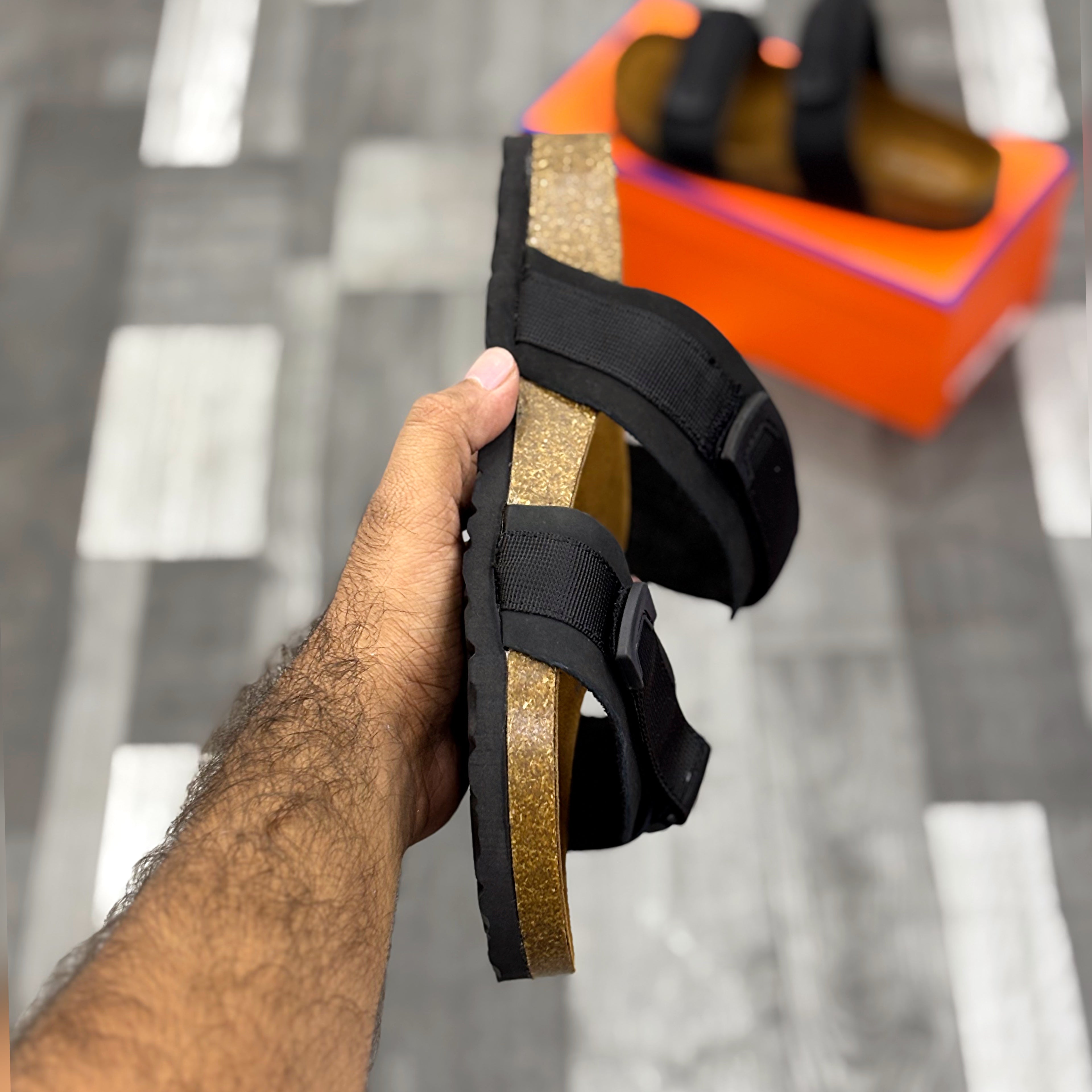 Cork Footbed Slides (Black) Premium Imported