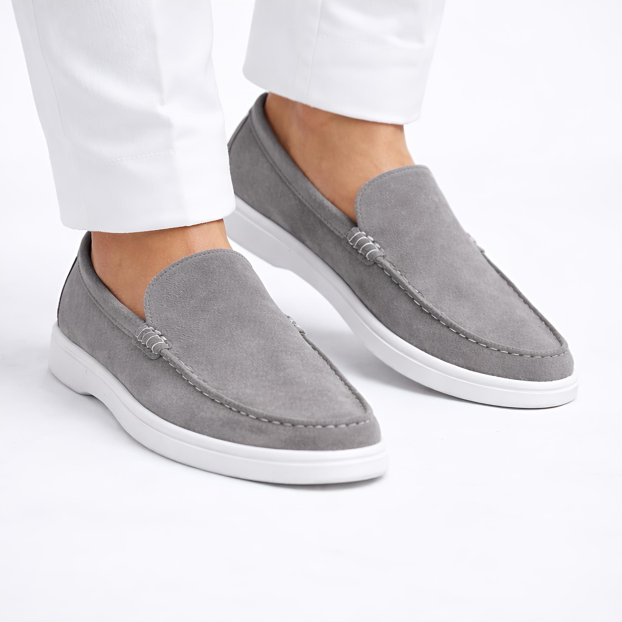 Monaco Suede Loafer ( Steel Grey ) - 100% Pure Suede Leather
