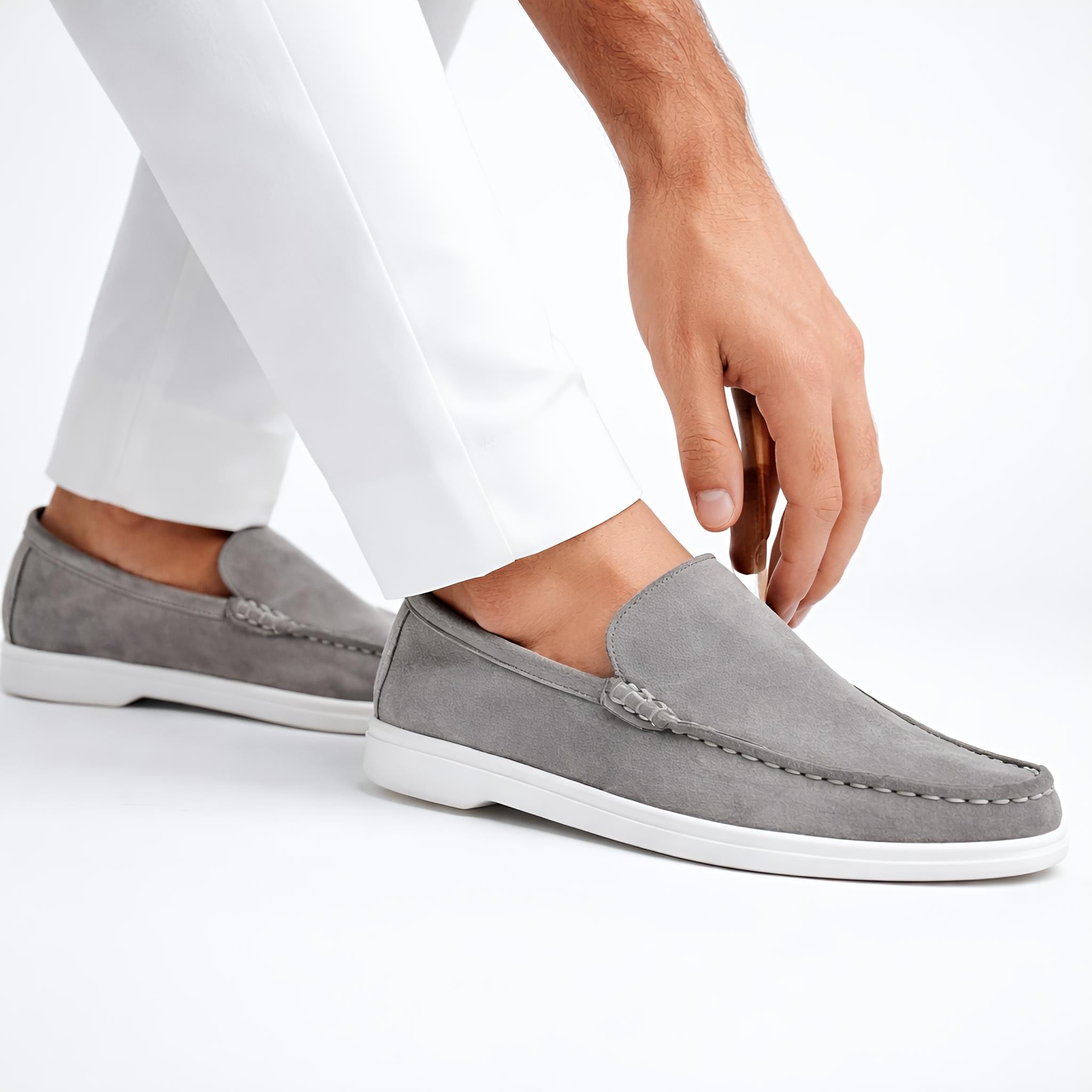Monaco Suede Loafer ( Steel Grey ) - 100% Pure Suede Leather