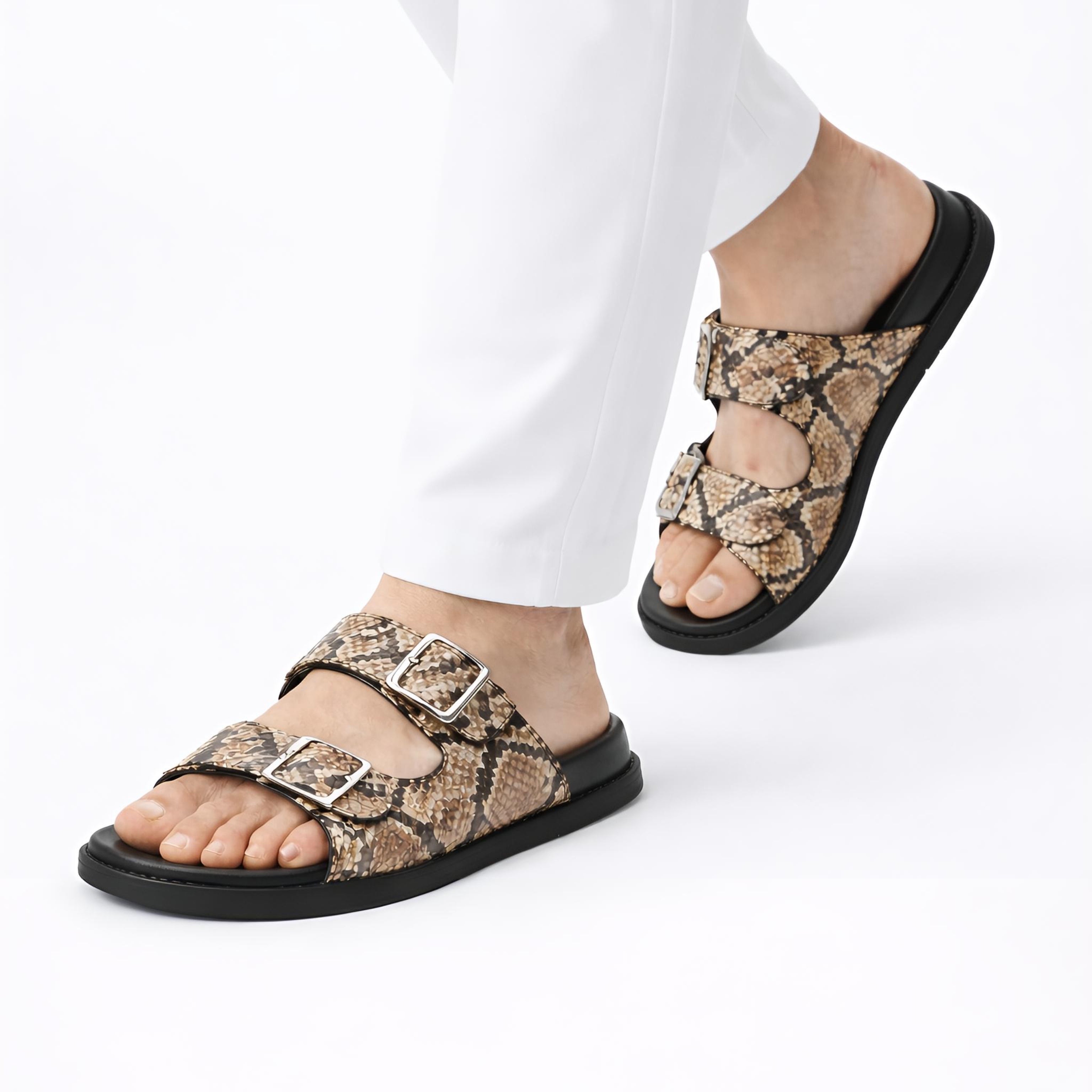 Arizona Snakeskin Sandals (Original Brown)