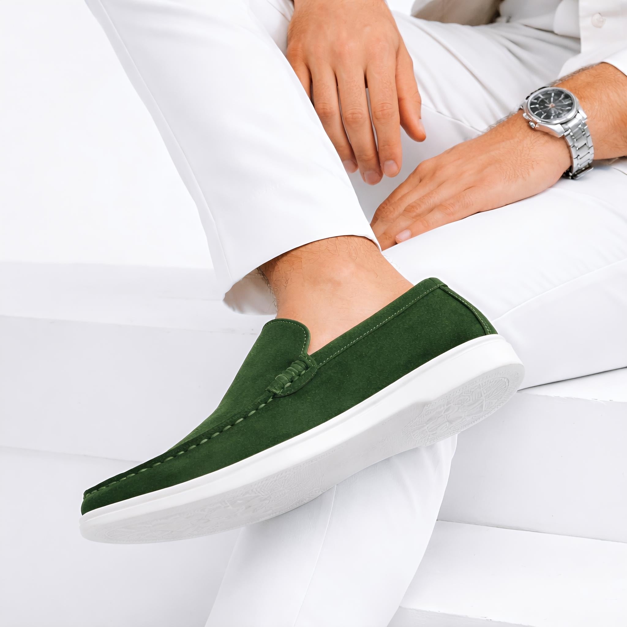 Monaco Suede Loafer ( Forest Green ) - 100% Pure Suede Leather