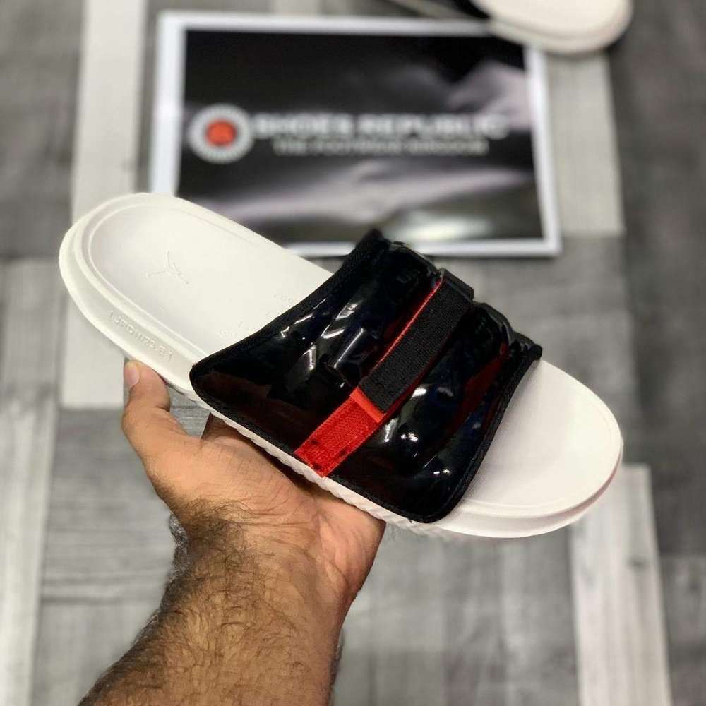 AJ Superr Play Slide (Black White) - ShoesRepublic