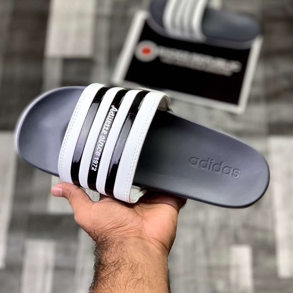 Adiillette Comfort Swim “Grey White” - ShoesRepublic