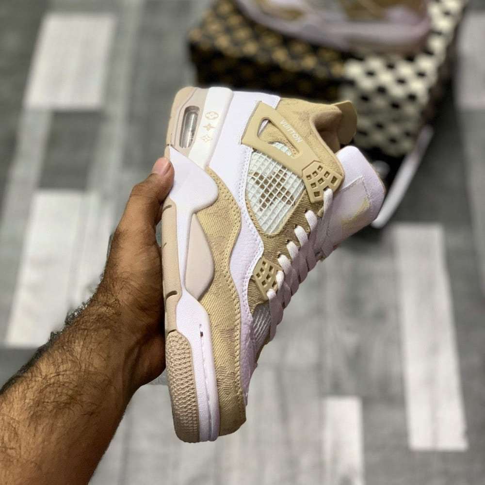 Air Jordan 4 Custom Lo-Vi (Natural) | Low-Top Canvas Style - ShoesRepublic