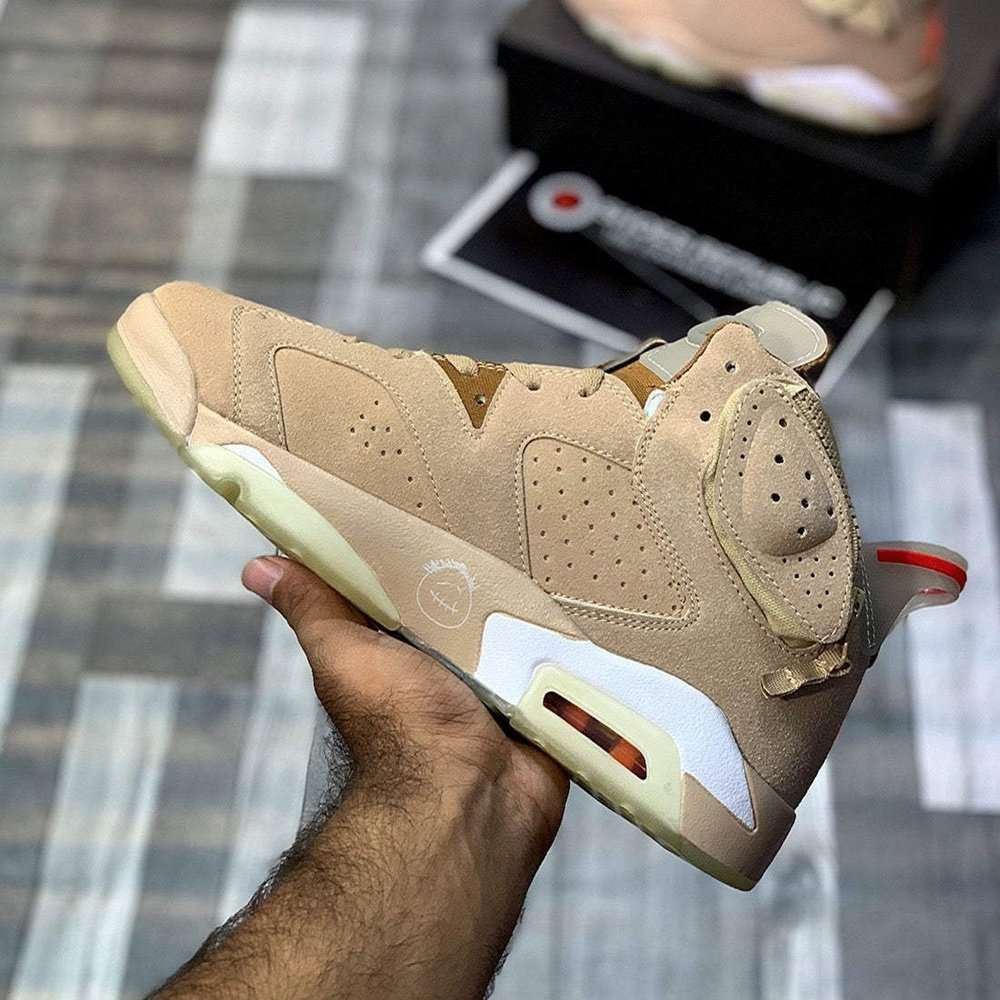 Aj-6 x Traviiis (Briitish Khakki) Premium Batch - ShoesRepublic