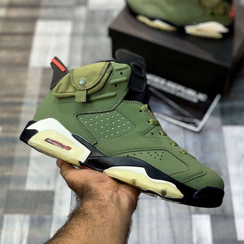 Aj-6 x Traviiis (Medium Oliive) Premium Batch - ShoesRepublic