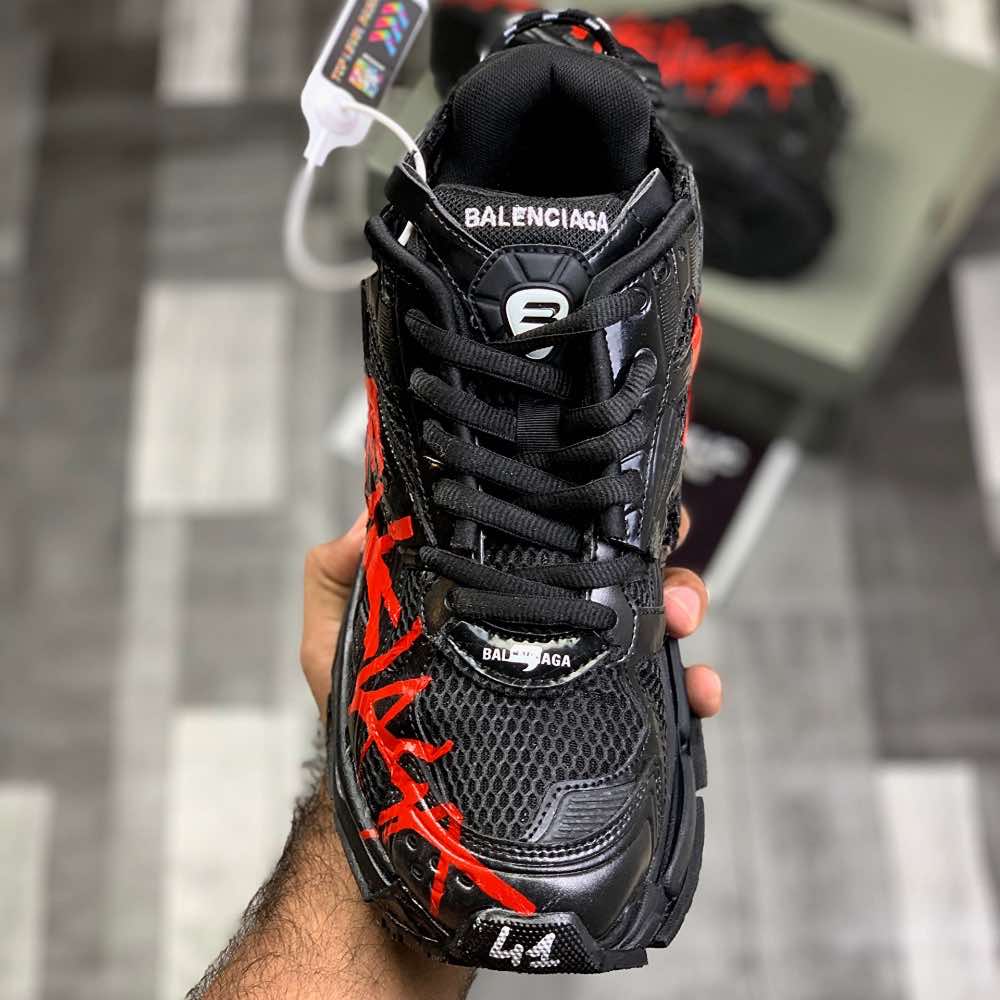 Ballenciiaga Runner Graffiitti (Black Redd)Top Premium Batch - ShoesRepublic
