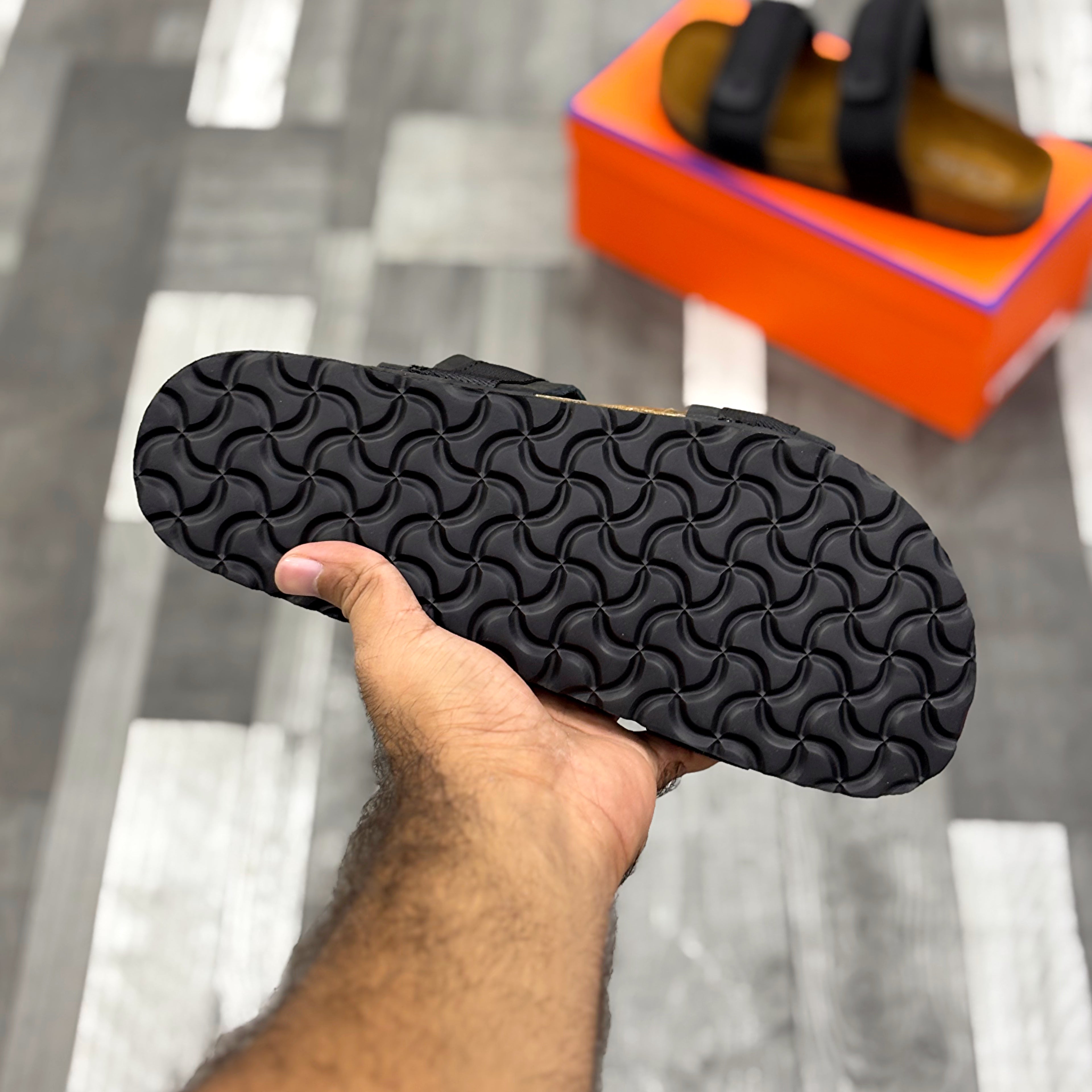 Cork Footbed Slides (Black) Premium Imported