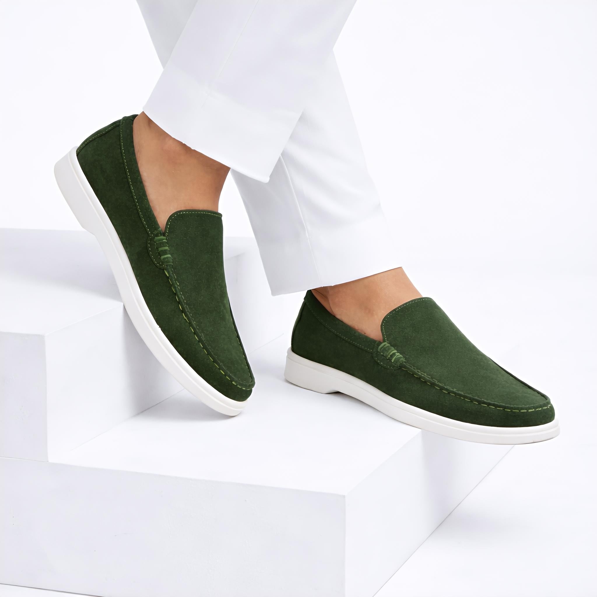 Monaco Suede Loafer ( Forest Green ) - 100% Pure Suede Leather