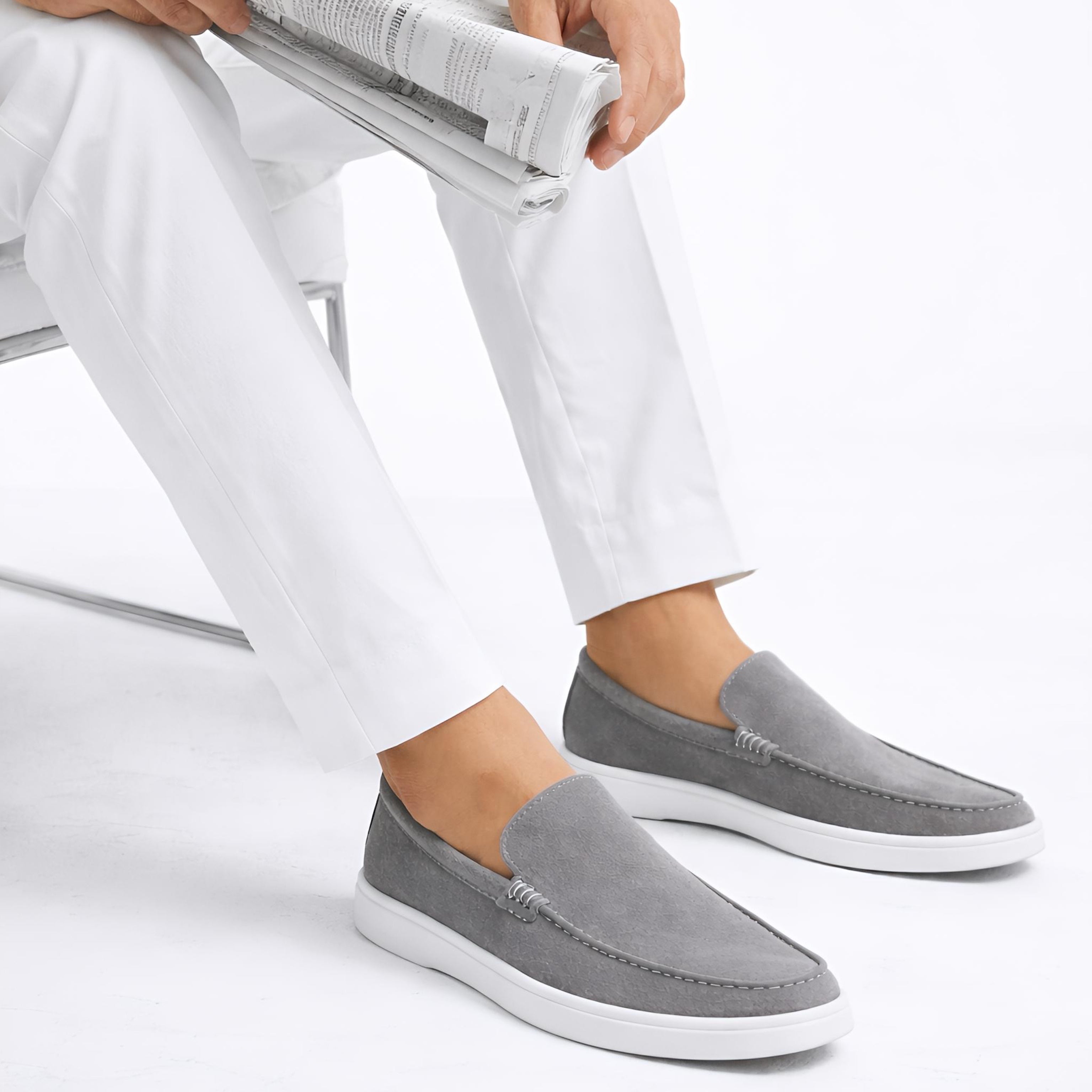 Monaco Suede Loafer ( Steel Grey ) - 100% Pure Suede Leather