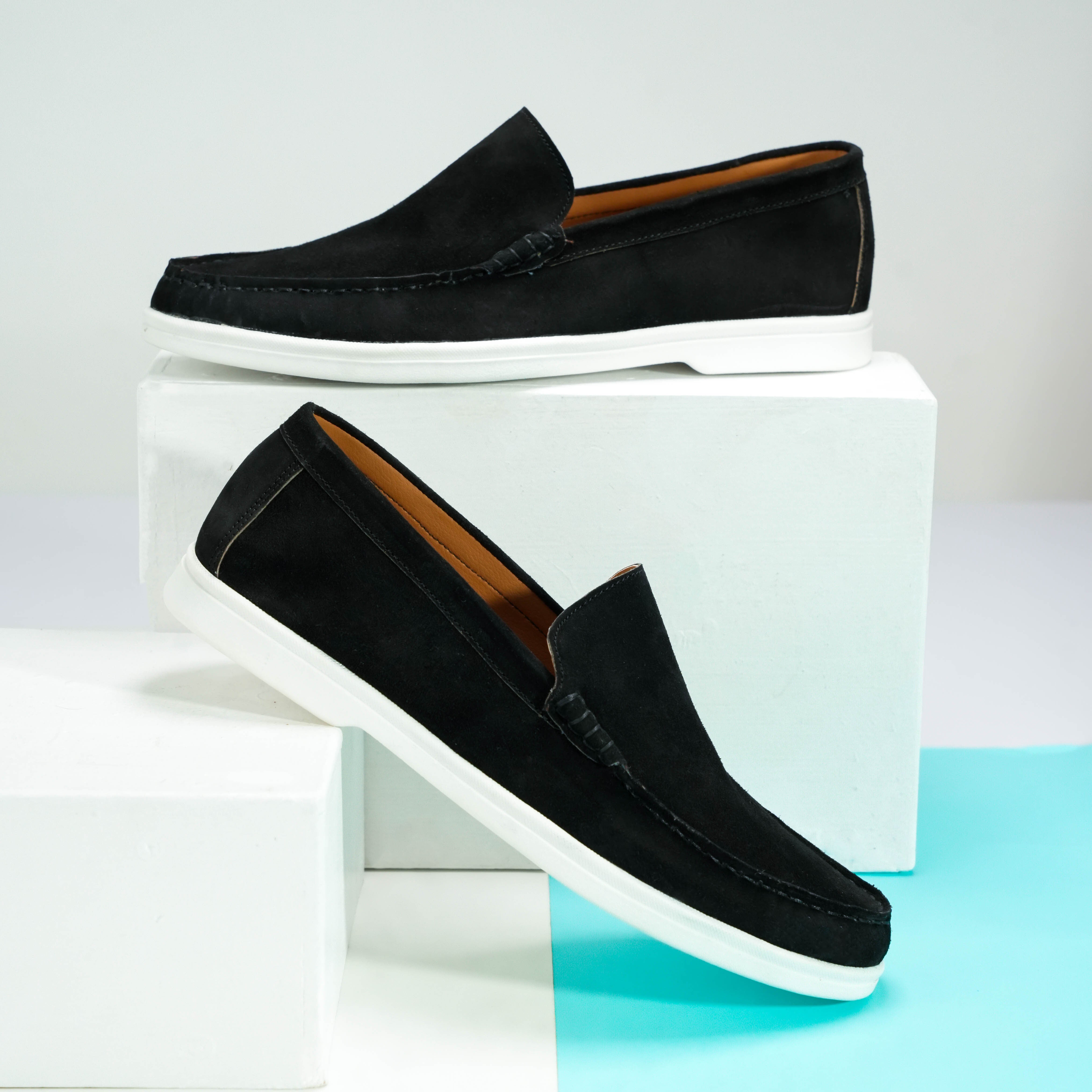 Suede Loafer Black- 100% Pure Suede Leather