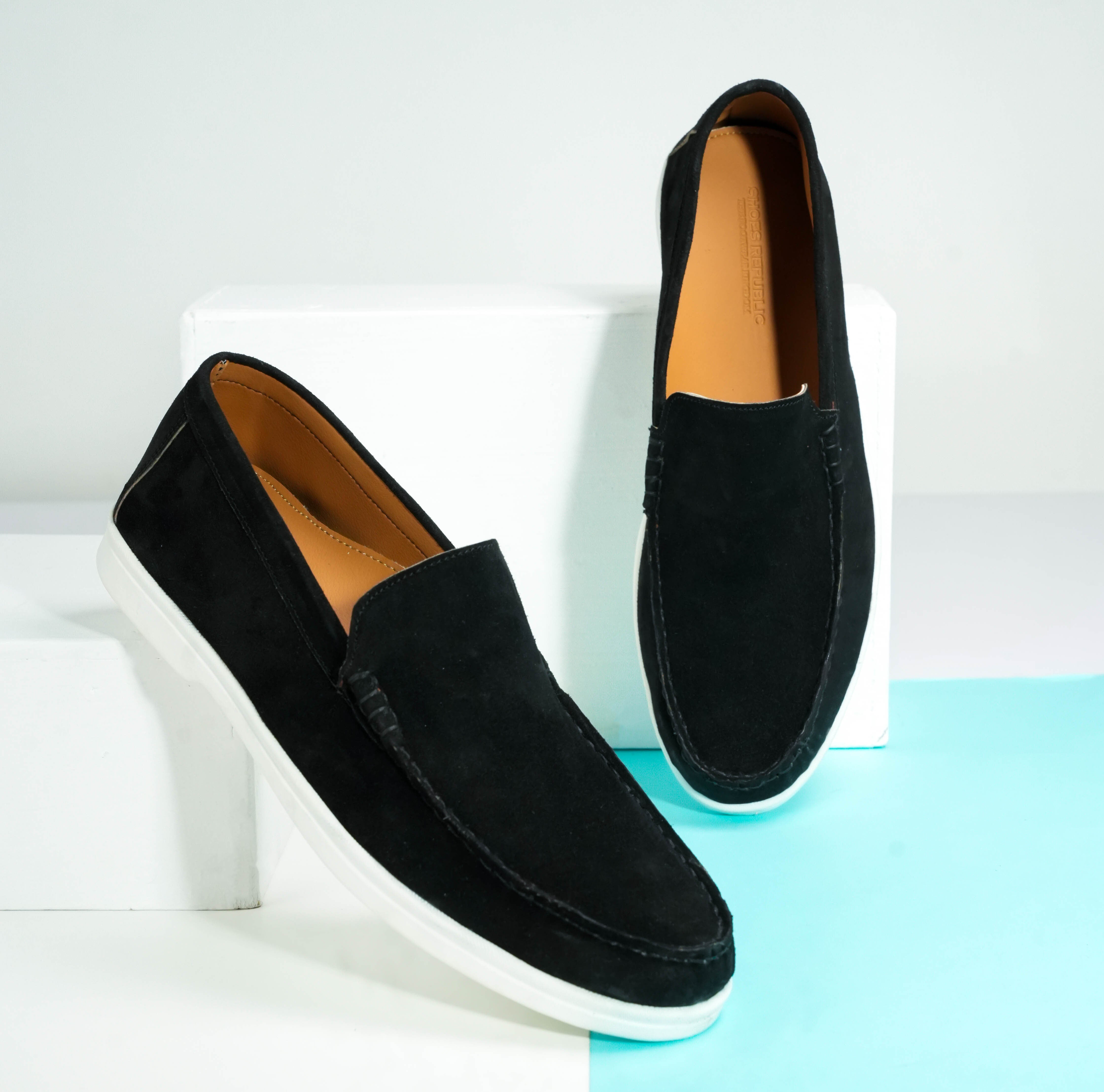 Suede Loafer Black- 100% Pure Suede Leather