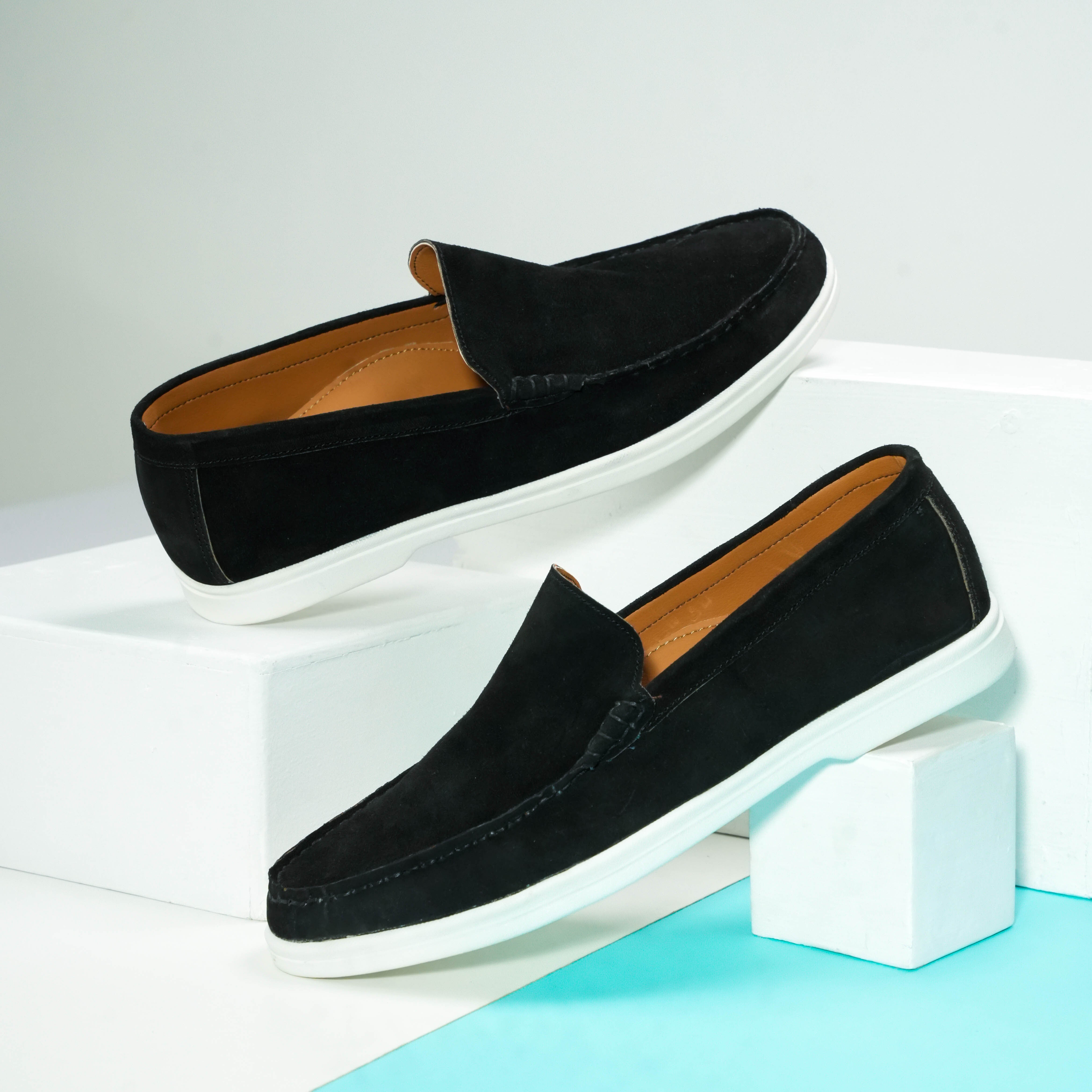 Suede Loafer Black- 100% Pure Suede Leather