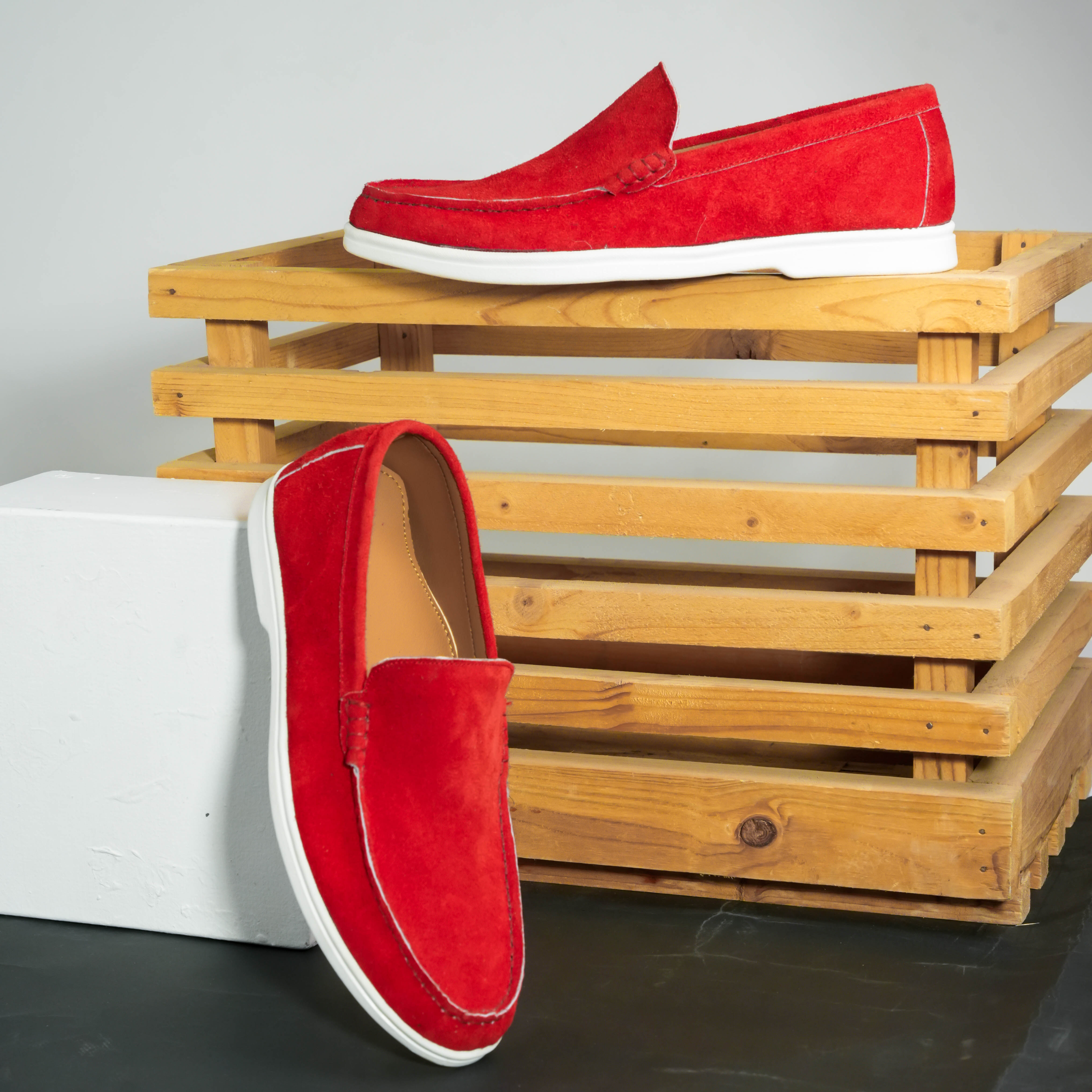 Suede Loafer Firestone Red- 100% Pure Suede Leather