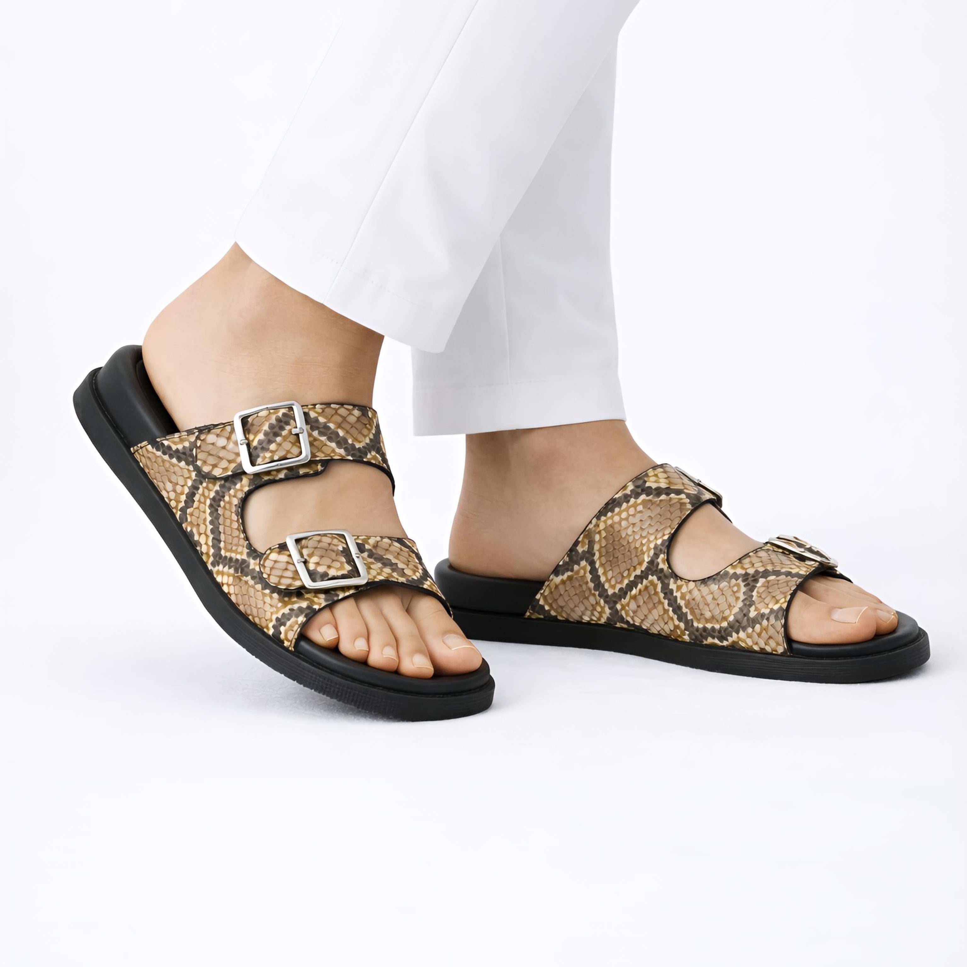 Arizona Snakeskin Sandals (Original Brown)