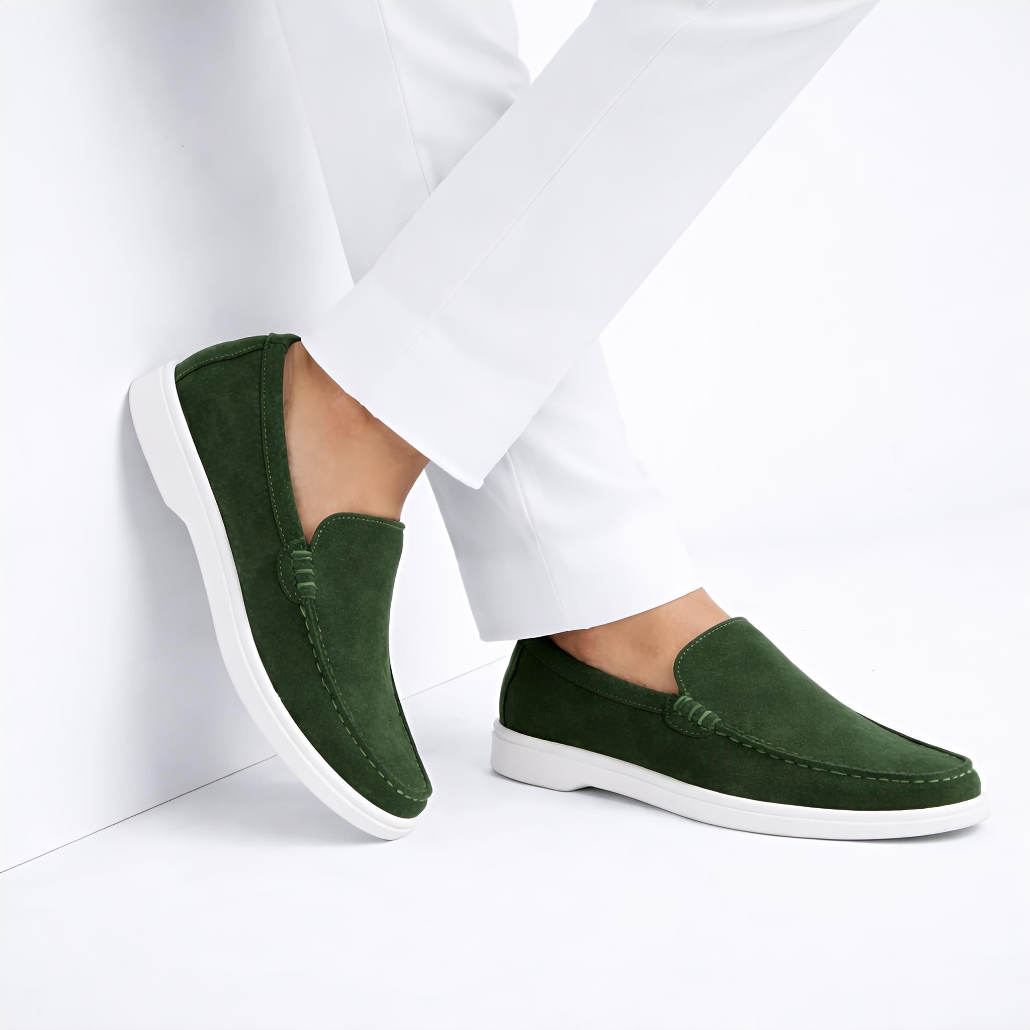 Monaco Suede Loafer ( Forest Green ) - 100% Pure Suede Leather