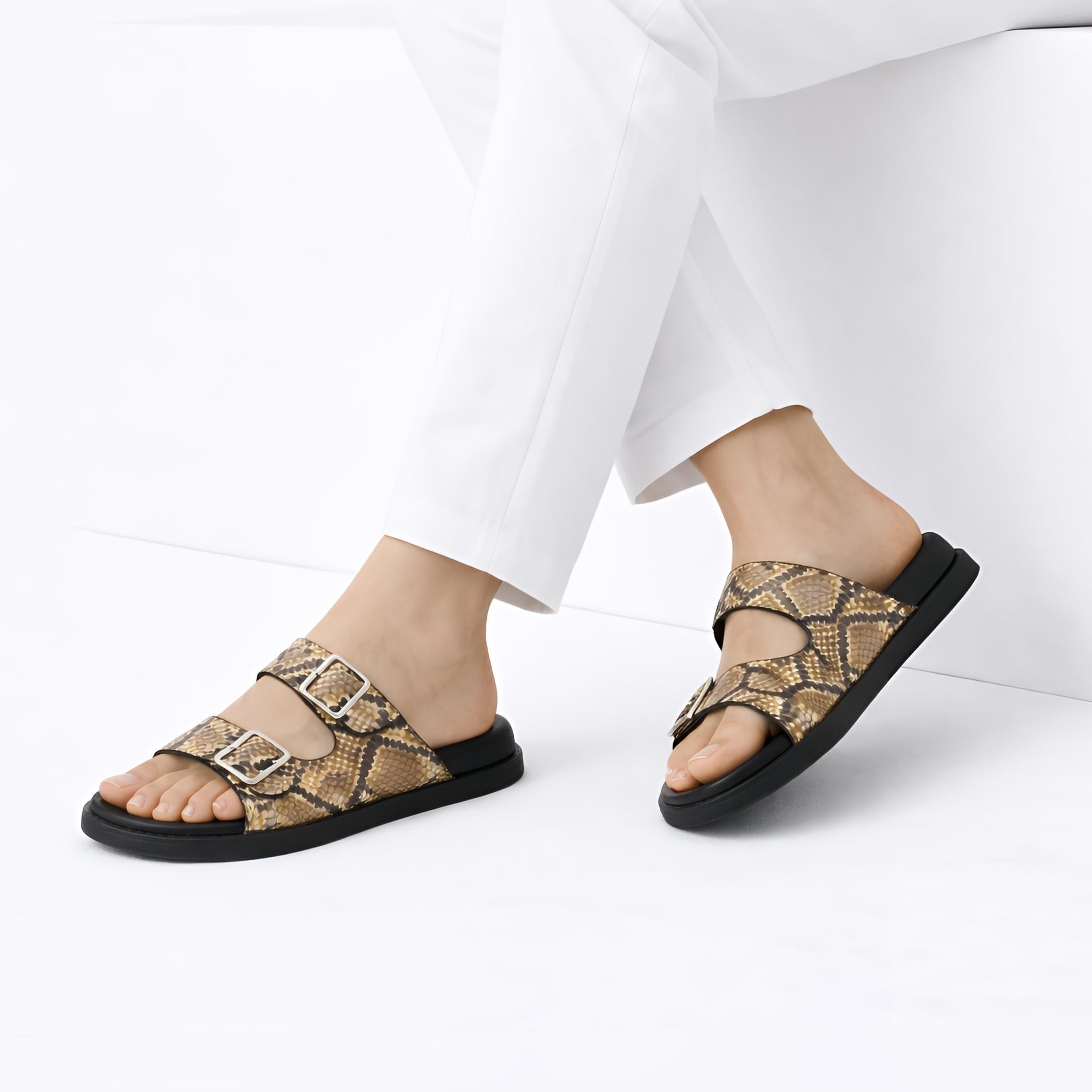 Arizona Snakeskin Sandals (Original Brown)
