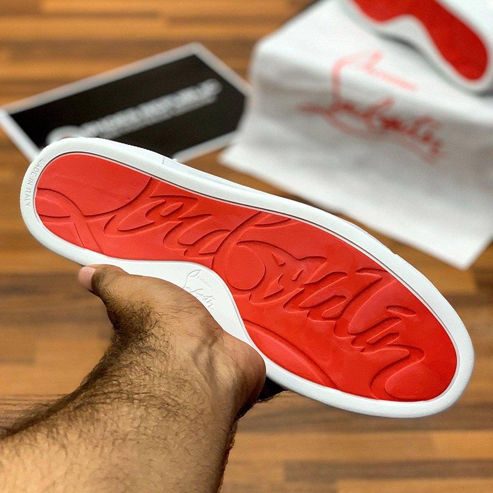 Loubbouttin Jr Spiked Lows ”White Silver” - ShoesRepublic