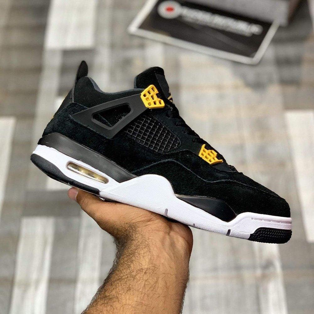 Air Jordan 4 Royalty - Black/Metallic Gold Sneakers | Classic Style with a Touch of Luxury - ShoesRepublic