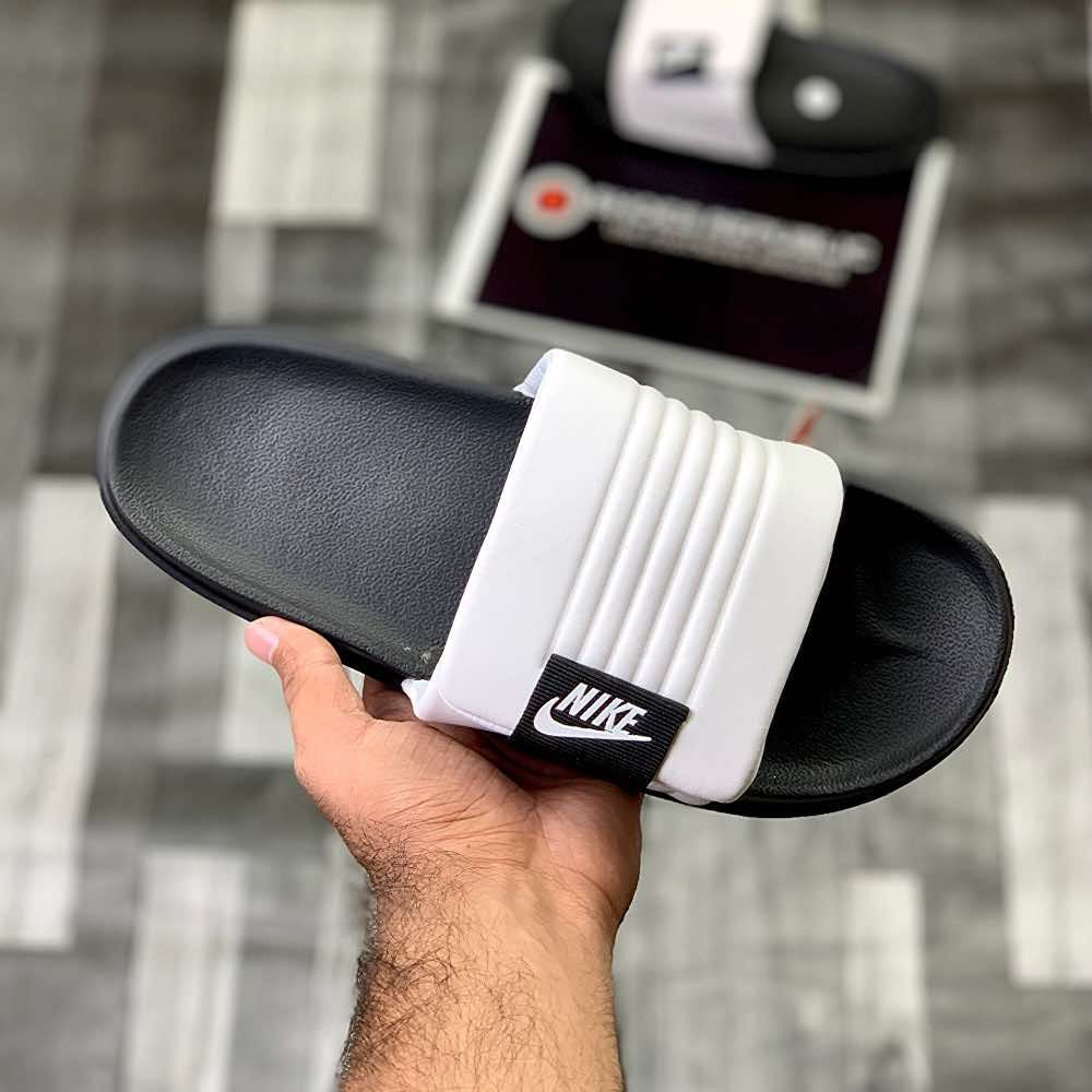 NK off-courtt adjust slide (Black White) - ShoesRepublic