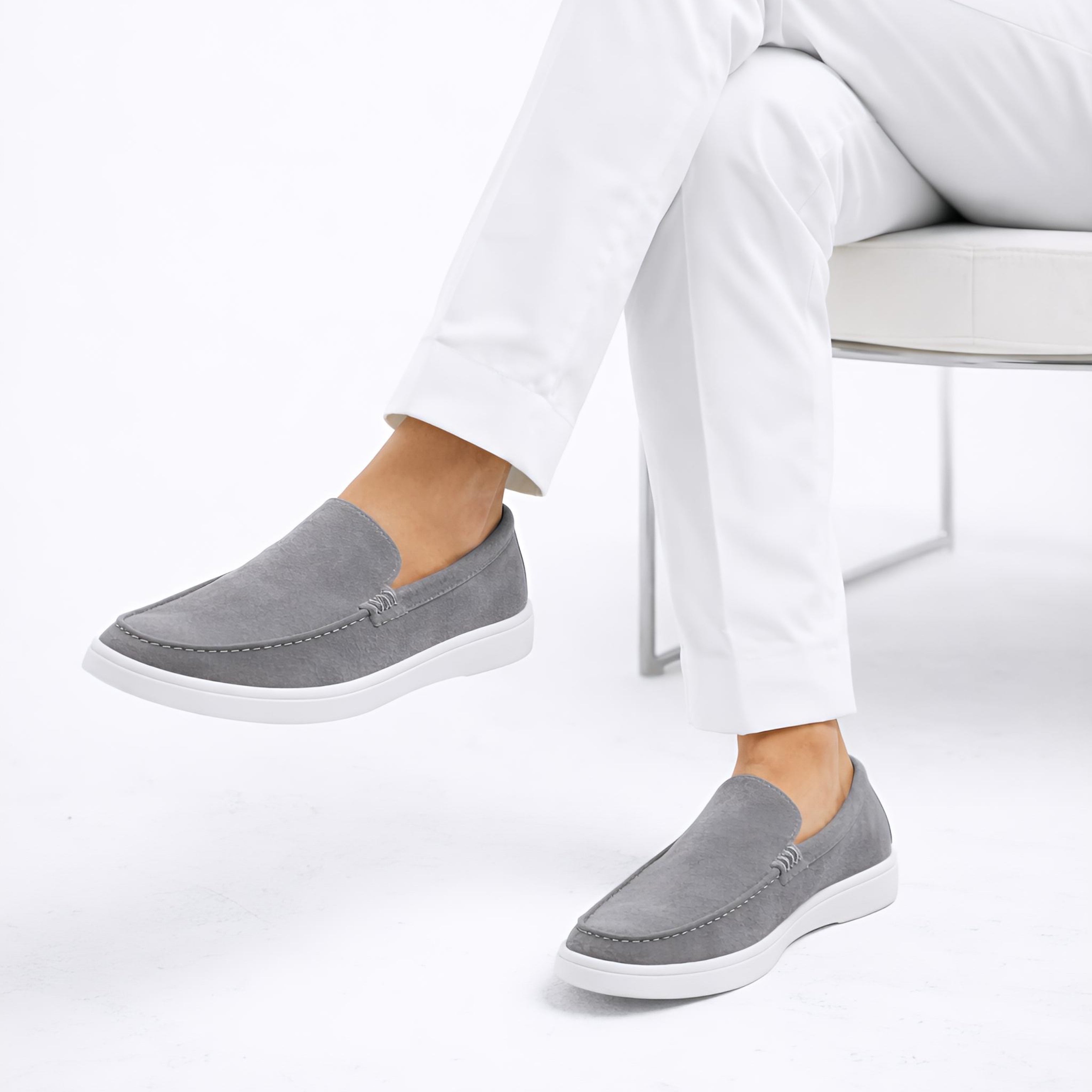 Monaco Suede Loafer ( Steel Grey ) - 100% Pure Suede Leather