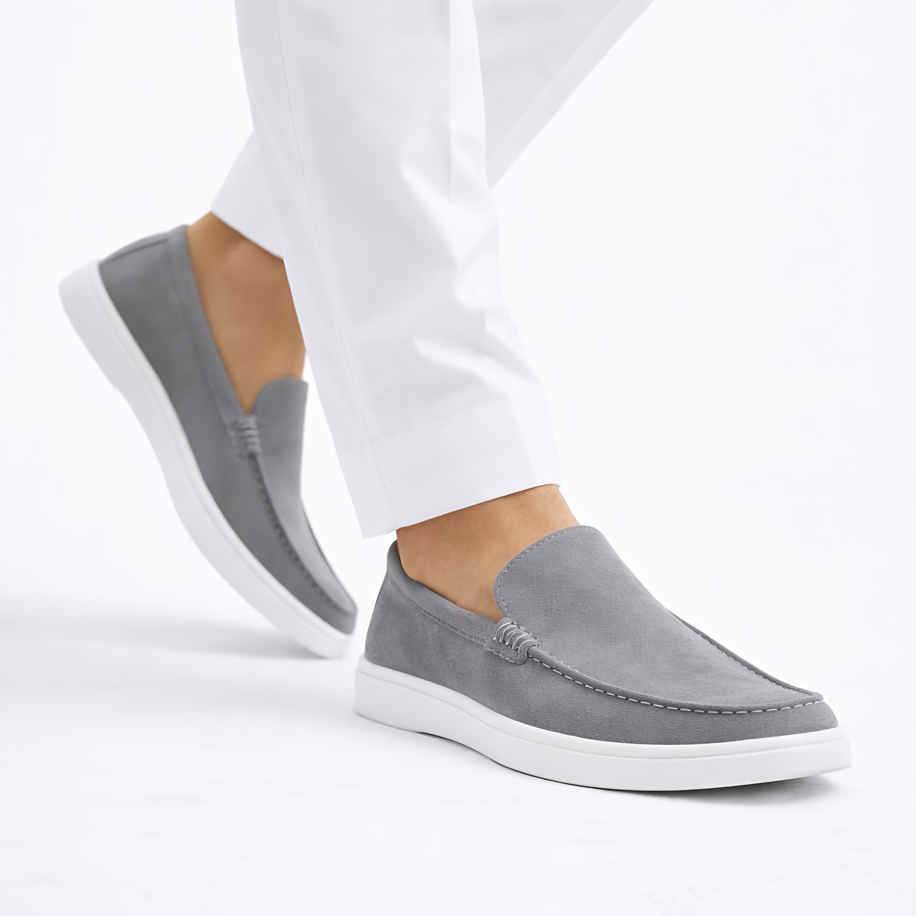 Monaco Suede Loafer ( Steel Grey ) - 100% Pure Suede Leather