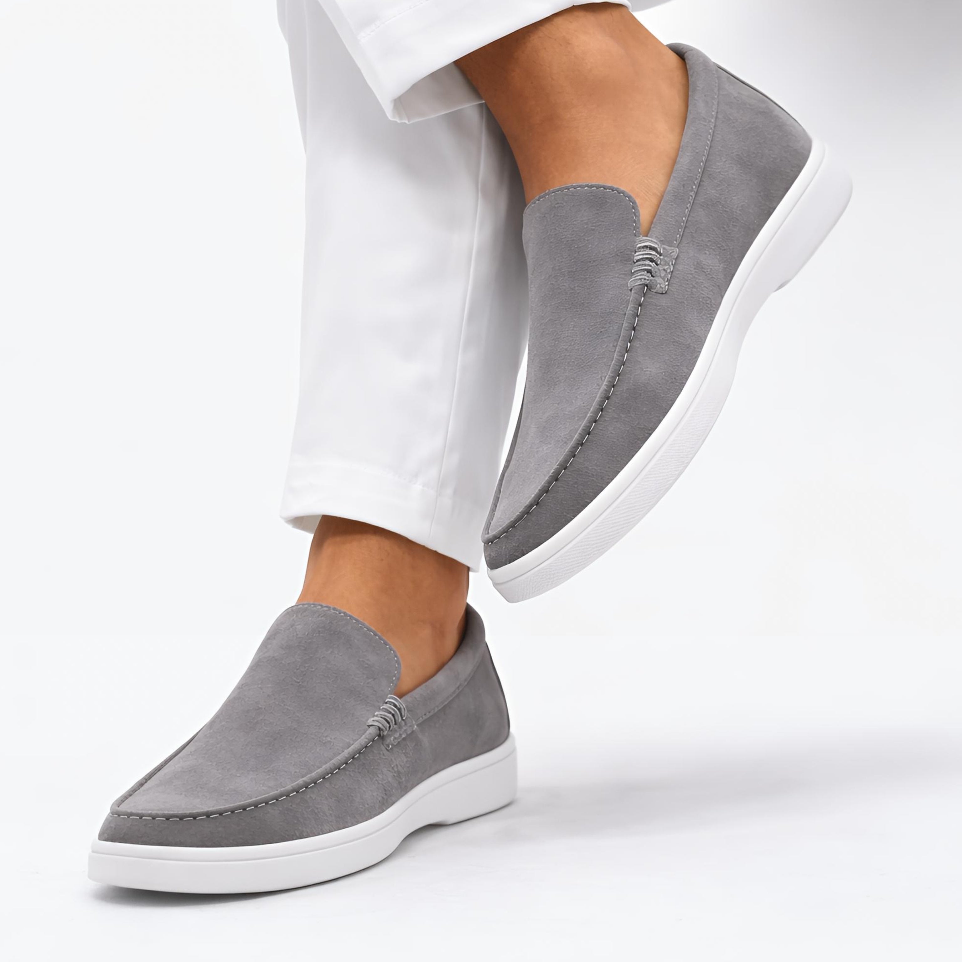 Monaco Suede Loafer ( Steel Grey ) - 100% Pure Suede Leather