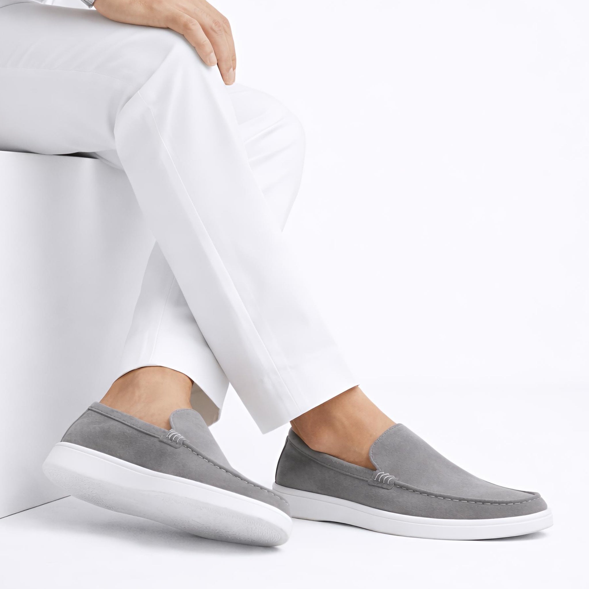 Monaco Suede Loafer ( Steel Grey ) - 100% Pure Suede Leather