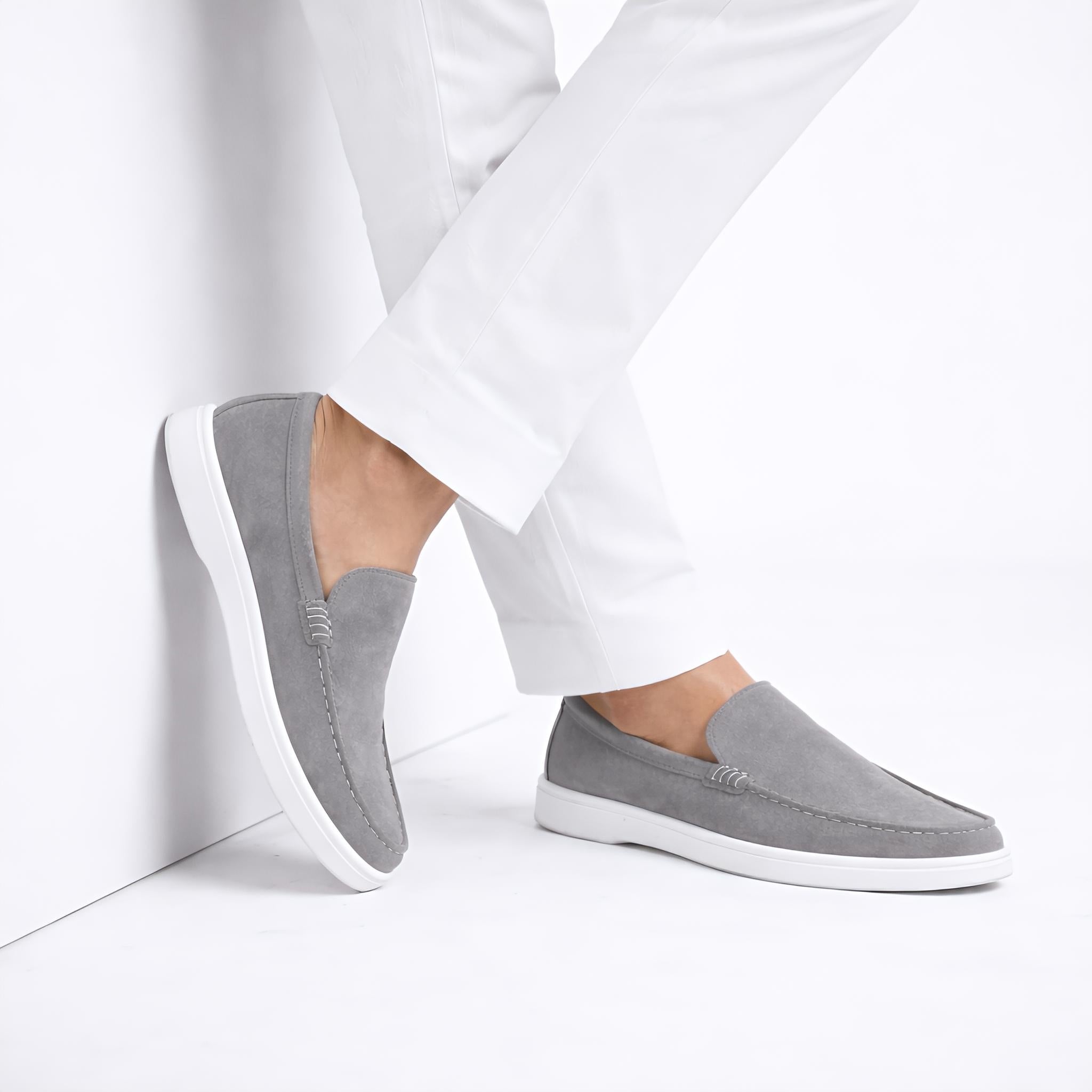 Monaco Suede Loafer ( Steel Grey ) - 100% Pure Suede Leather