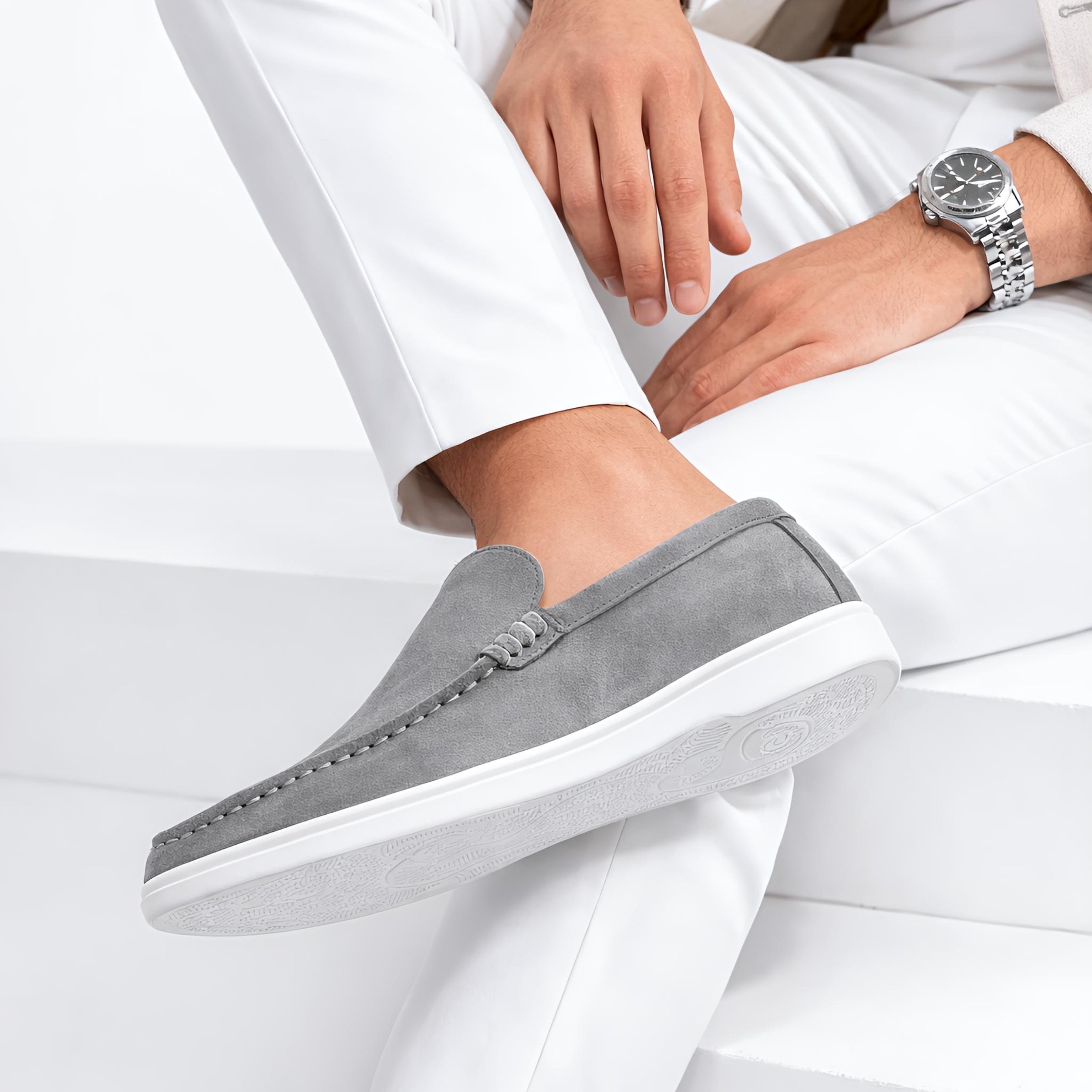 Monaco Suede Loafer ( Steel Grey ) - 100% Pure Suede Leather