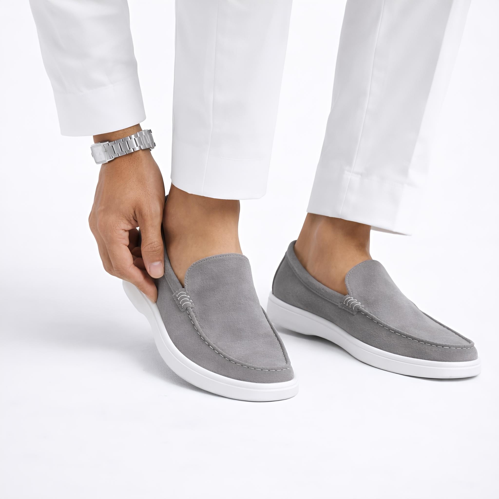 Monaco Suede Loafer ( Steel Grey ) - 100% Pure Suede Leather