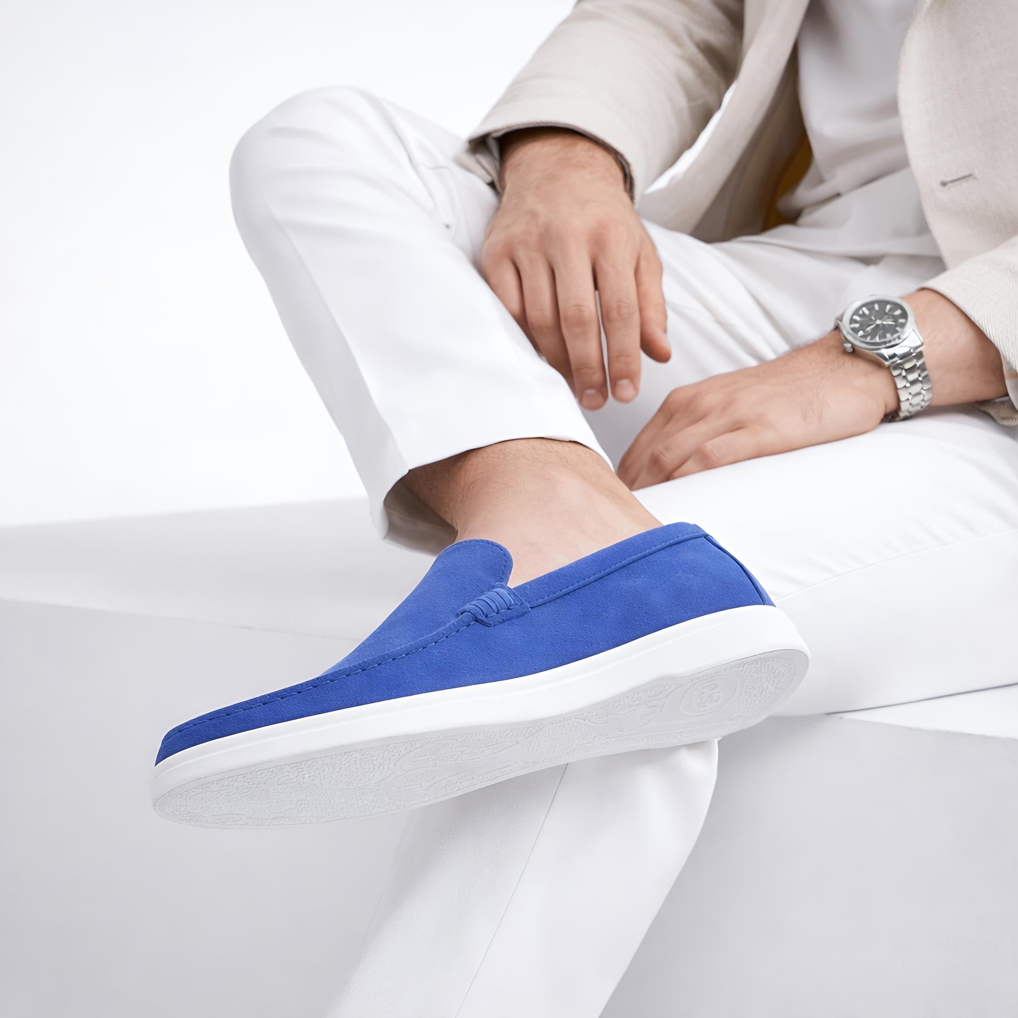 Suede Loafer Santorini Blue- 100% Pure Suede Leather
