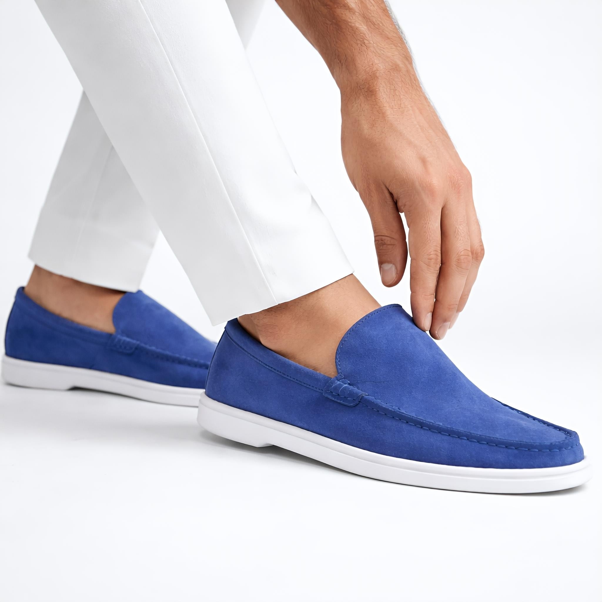 Suede Loafer Santorini Blue- 100% Pure Suede Leather