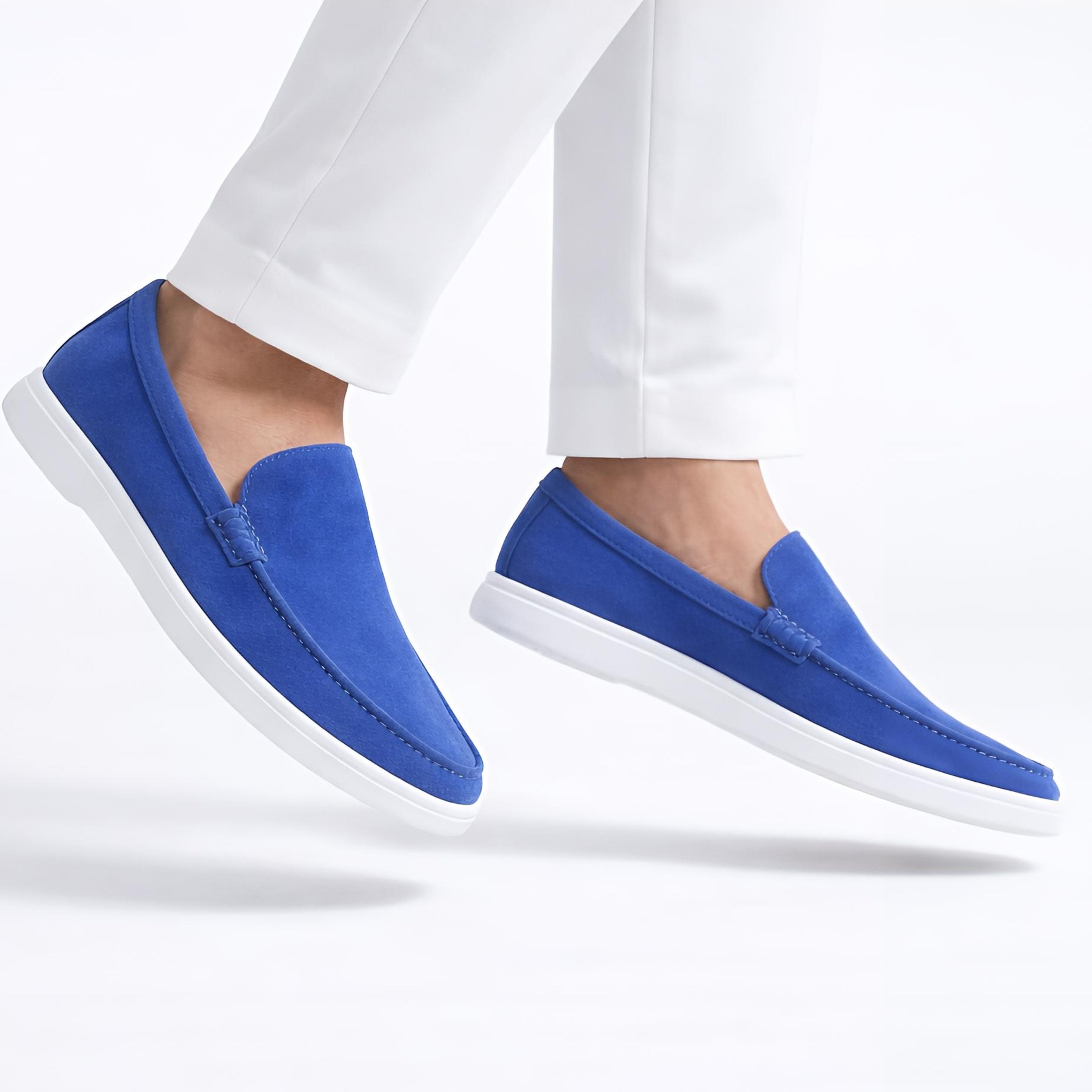 Suede Loafer Santorini Blue- 100% Pure Suede Leather