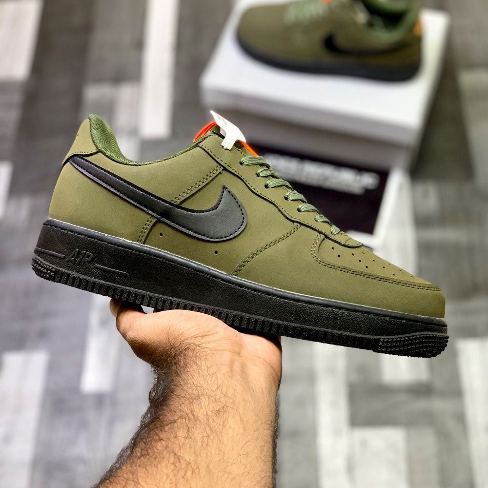 AF-1 Annthracitte (Military Green) Premium Batch Leather Edition - ShoesRepublic 