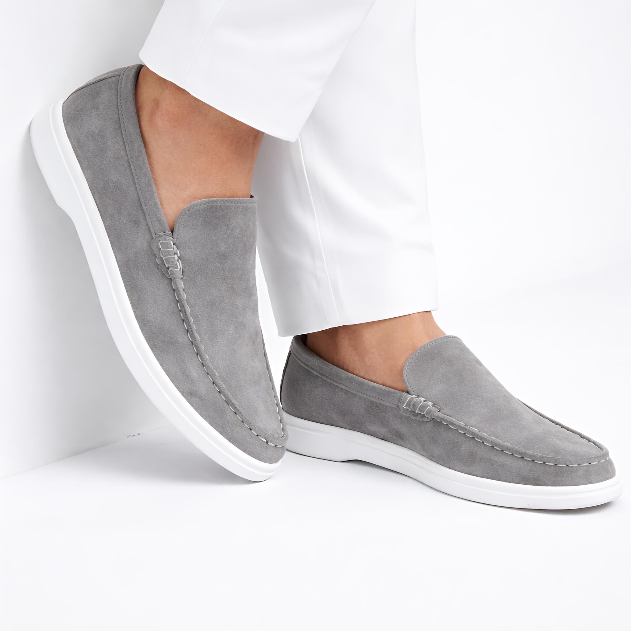Monaco Suede Loafer ( Steel Grey ) - 100% Pure Suede Leather