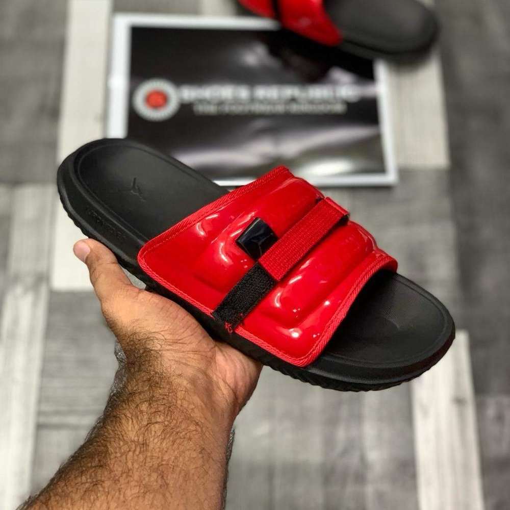 AJ Superr Play Slide (Bred Black) - ShoesRepublic 