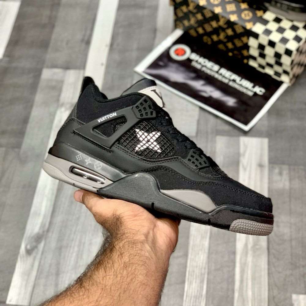 Air Jordan 4 Custom Lo-Vi (All Black) | Unique Black Design - ShoesRepublic 