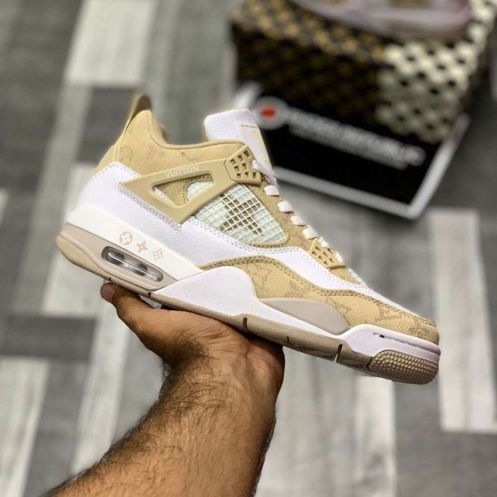 Air Jordan 4 Custom Lo-Vi (Natural) | Low-Top Canvas Style - ShoesRepublic 