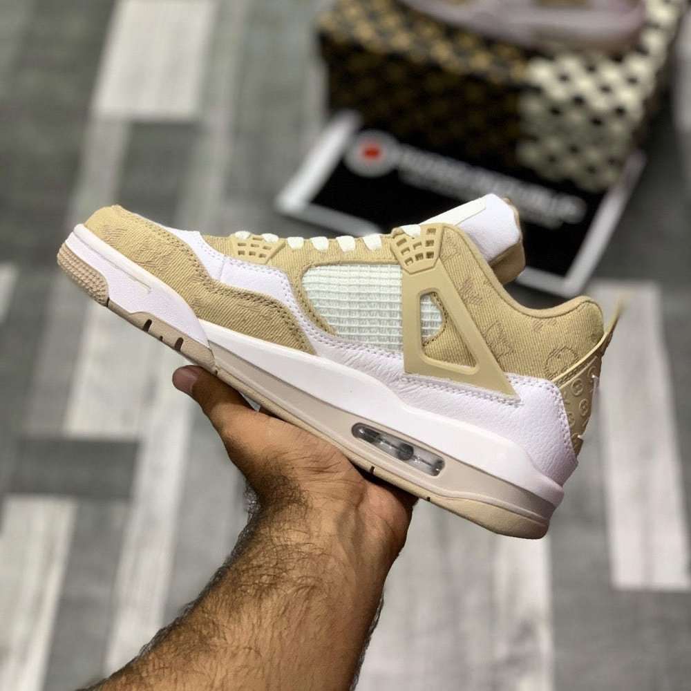 Air Jordan 4 Custom Lo-Vi (Natural) | Low-Top Canvas Style - ShoesRepublic 