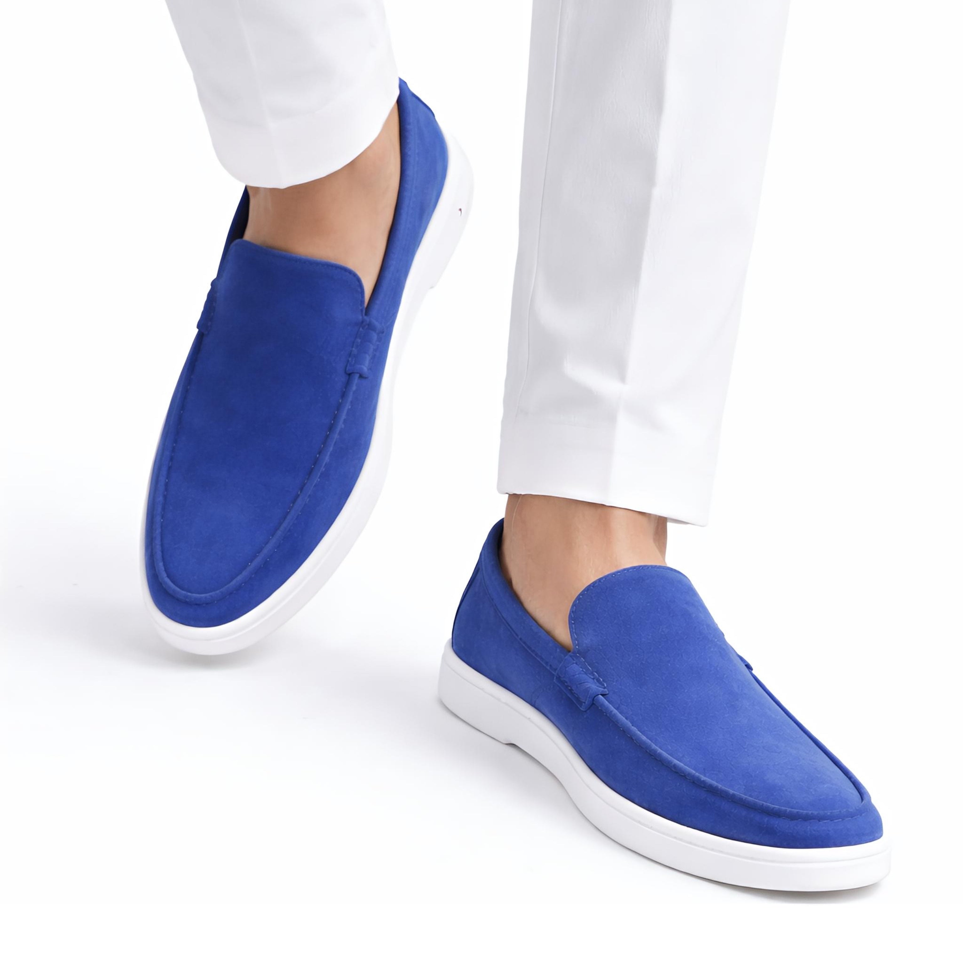 Suede Loafer Santorini Blue- 100% Pure Suede Leather
