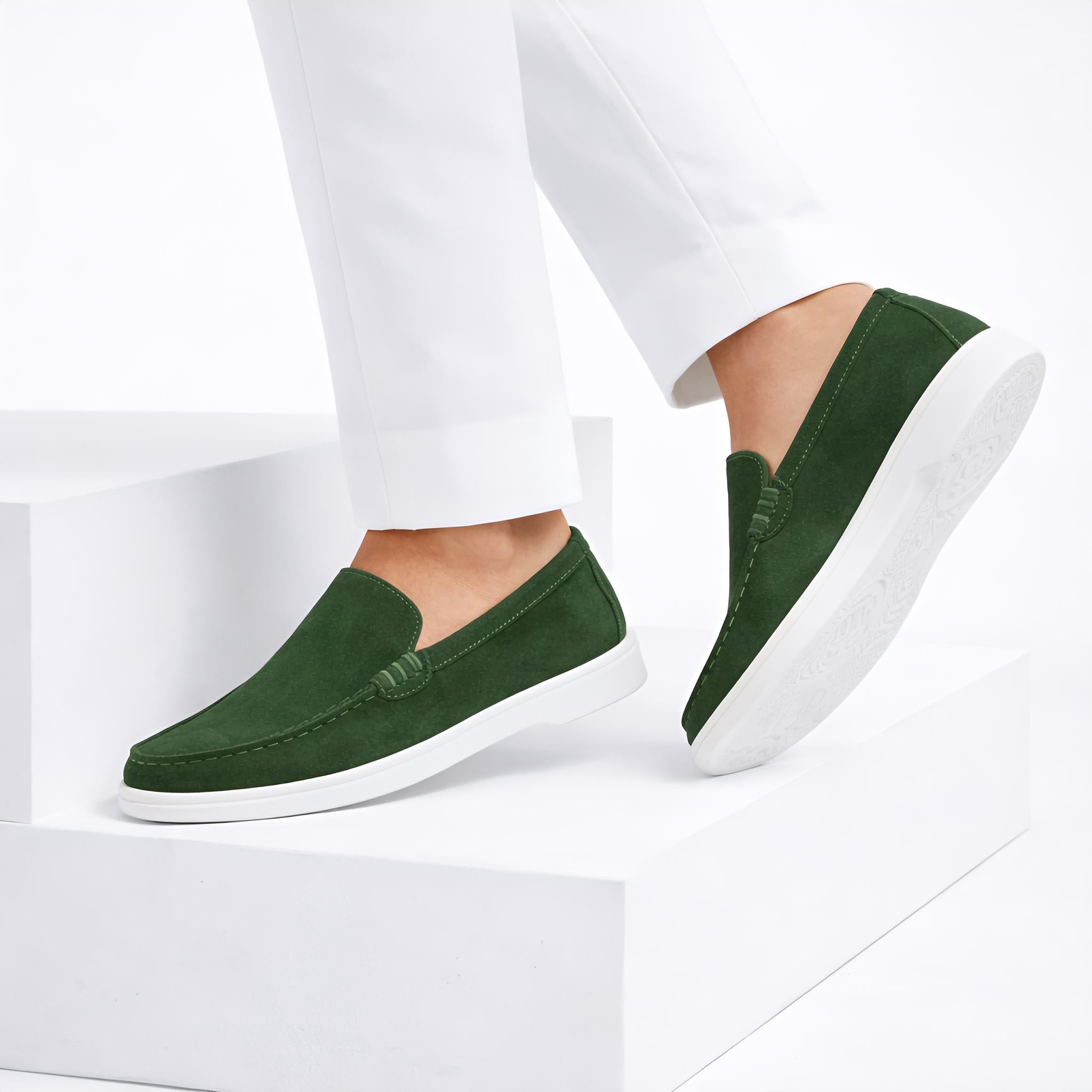 Monaco Suede Loafer ( Forest Green ) - 100% Pure Suede Leather