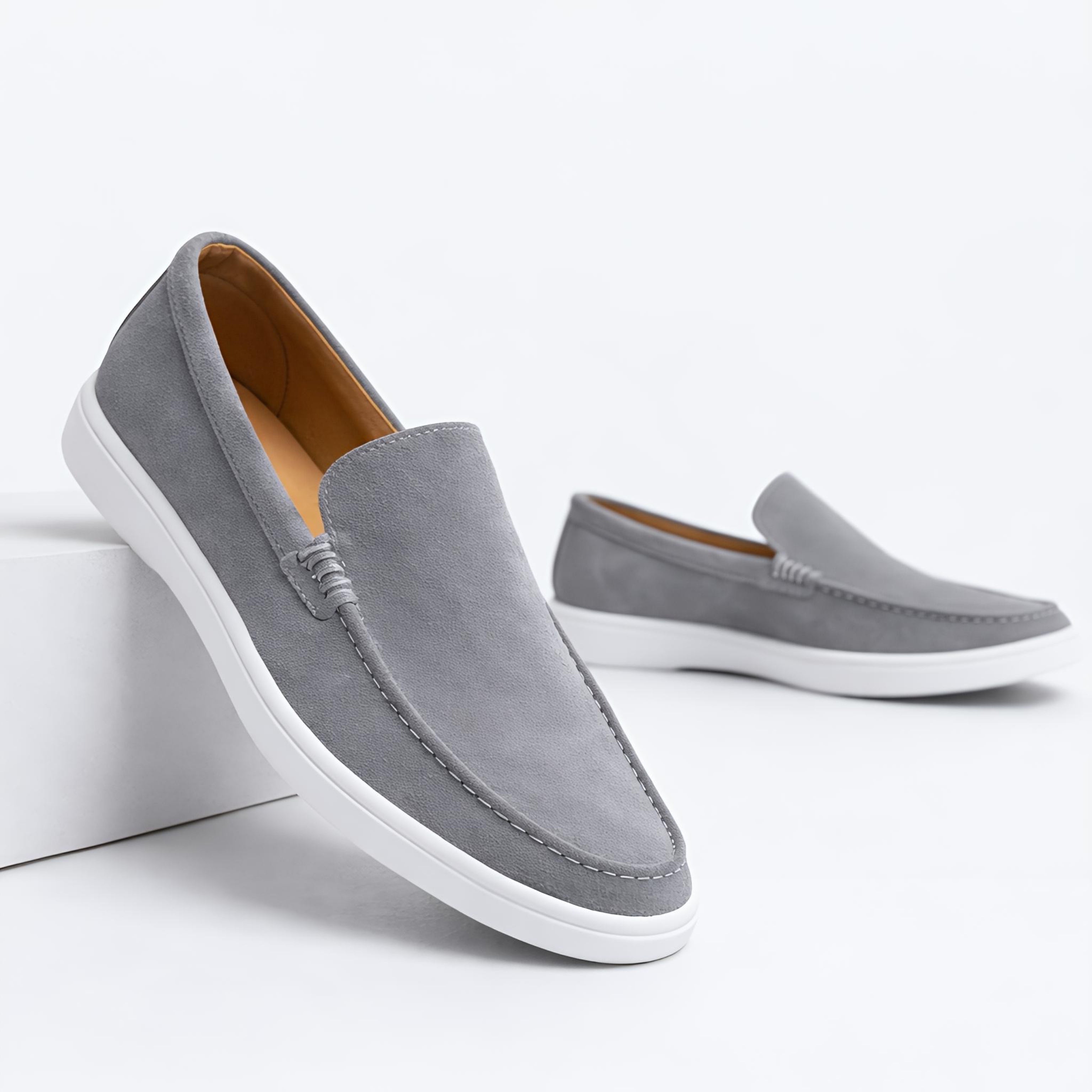Monaco Suede Loafer ( Steel Grey ) - 100% Pure Suede Leather