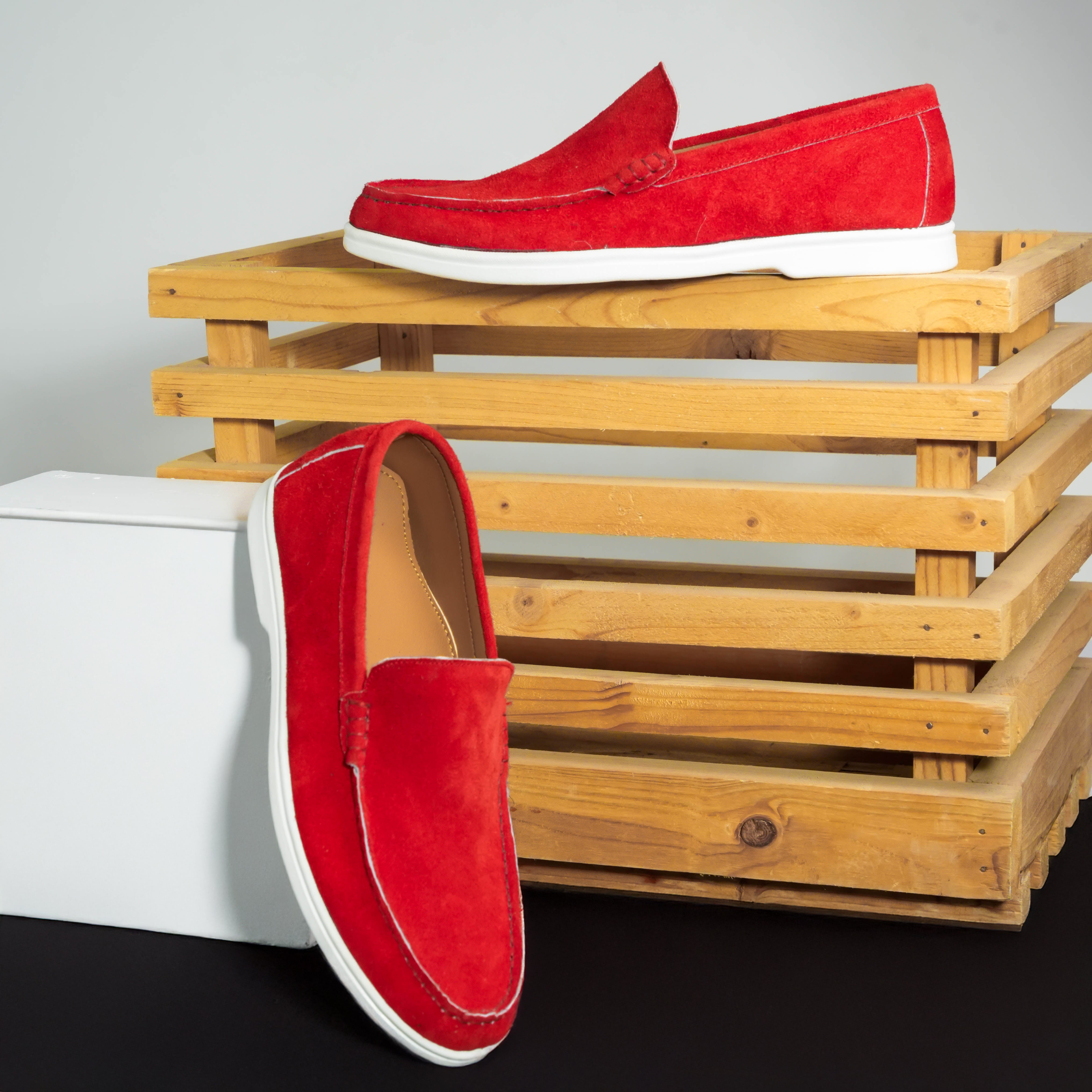 Suede Loafer Firestone Red- 100% Pure Suede Leather