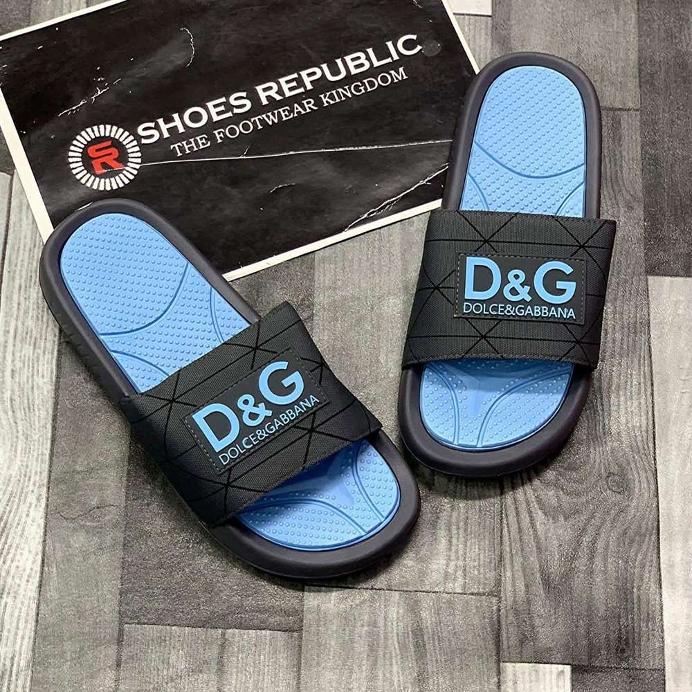 Dolce & Gabbana DG Slide - Ocean Grey Pool Slides - ShoesRepublic 