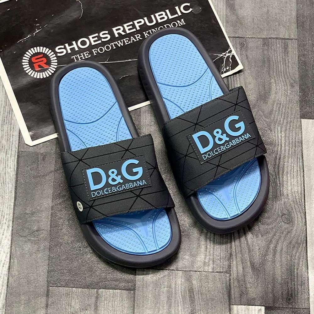 Dolce & Gabbana DG Slide - Ocean Grey Pool Slides - ShoesRepublic 